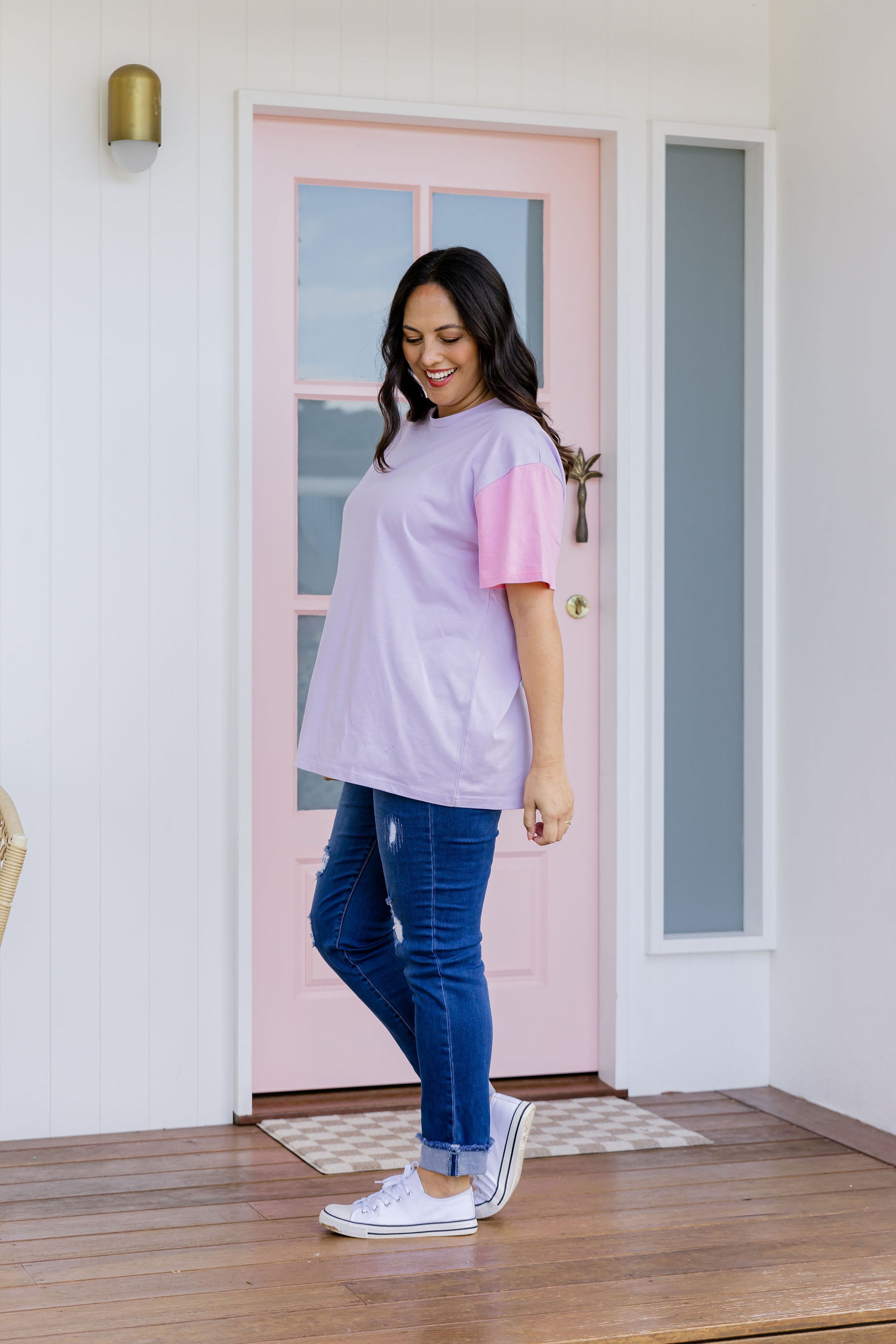 Ella Blocked T-Shirt In Purple