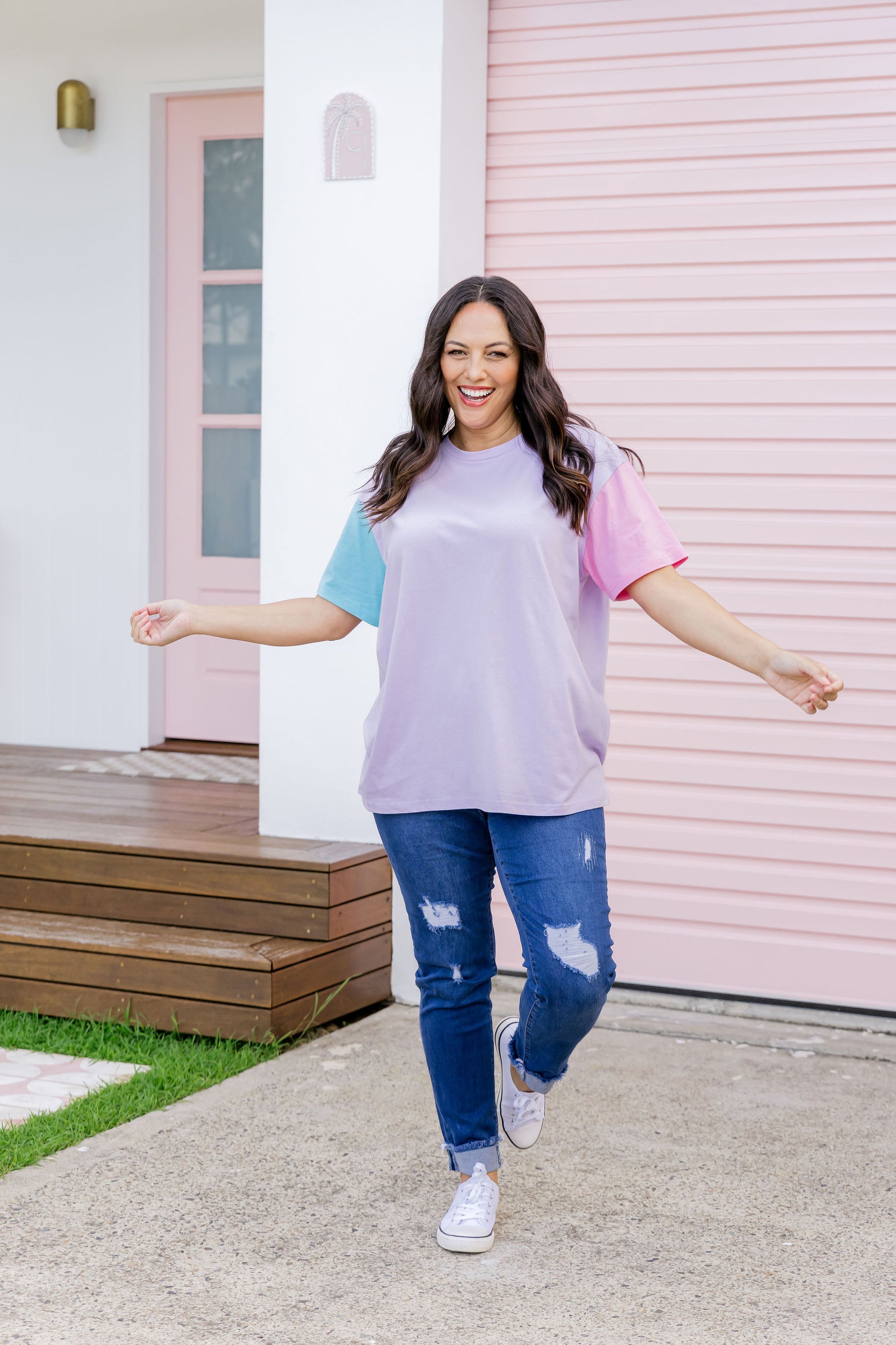 Ella Blocked T-Shirt In Purple
