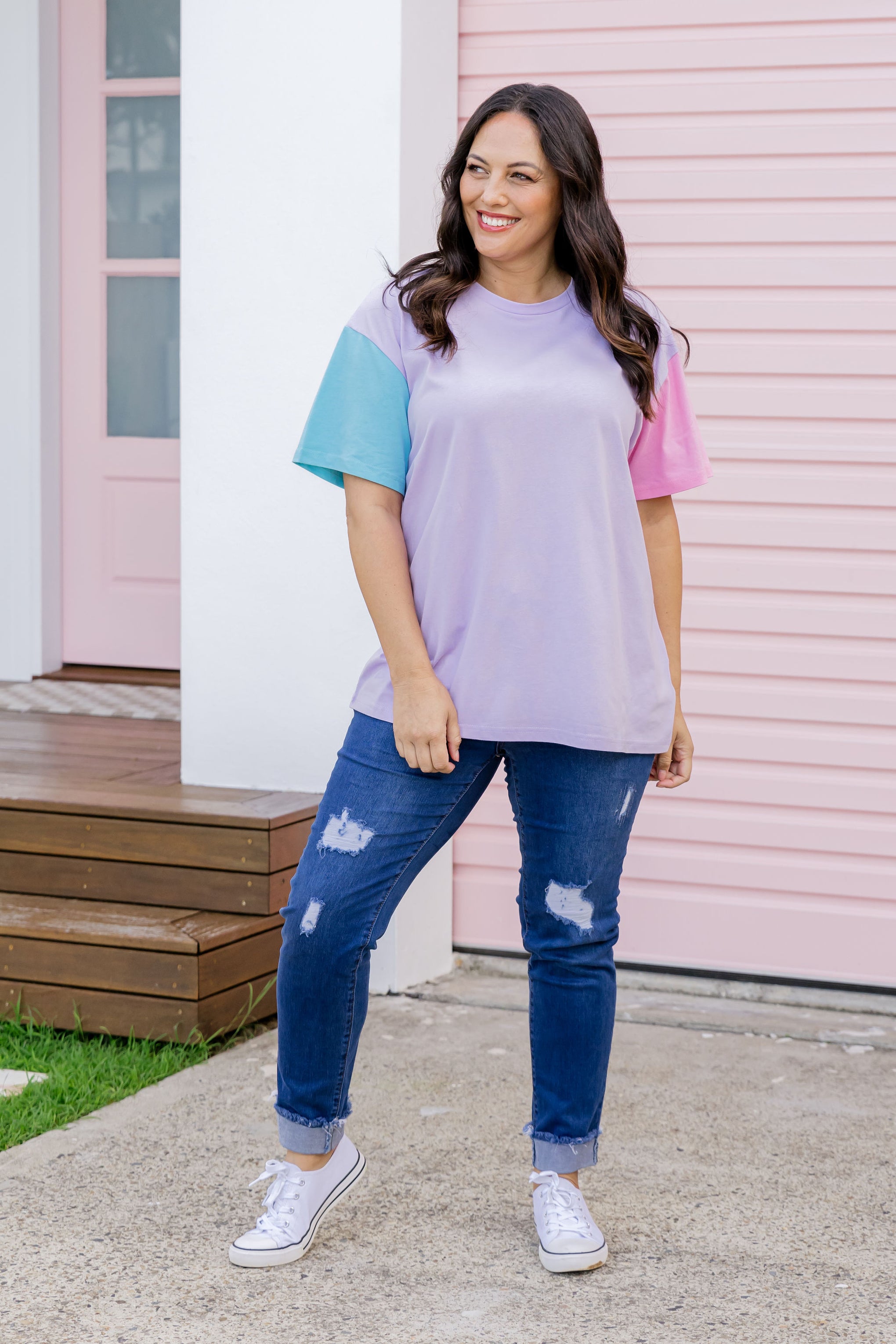 Ella Blocked T-Shirt In Purple