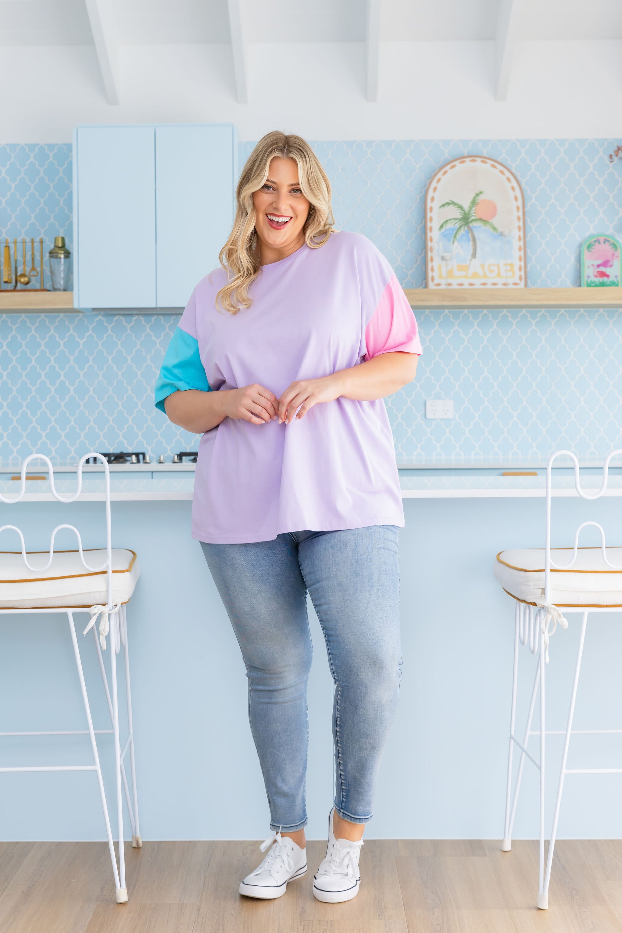 Ella Blocked T-Shirt In Purple