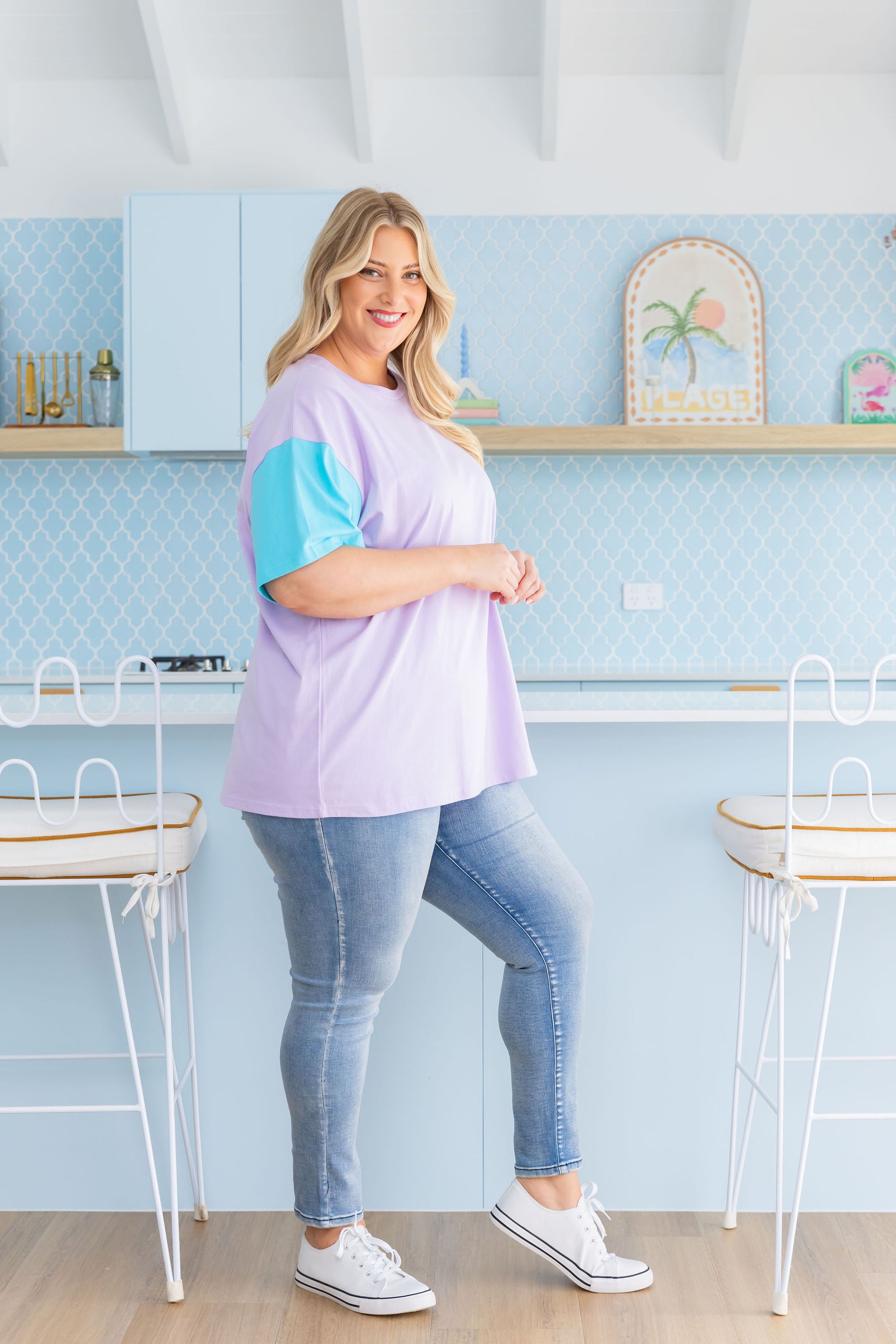 Ella Blocked T-Shirt In Purple