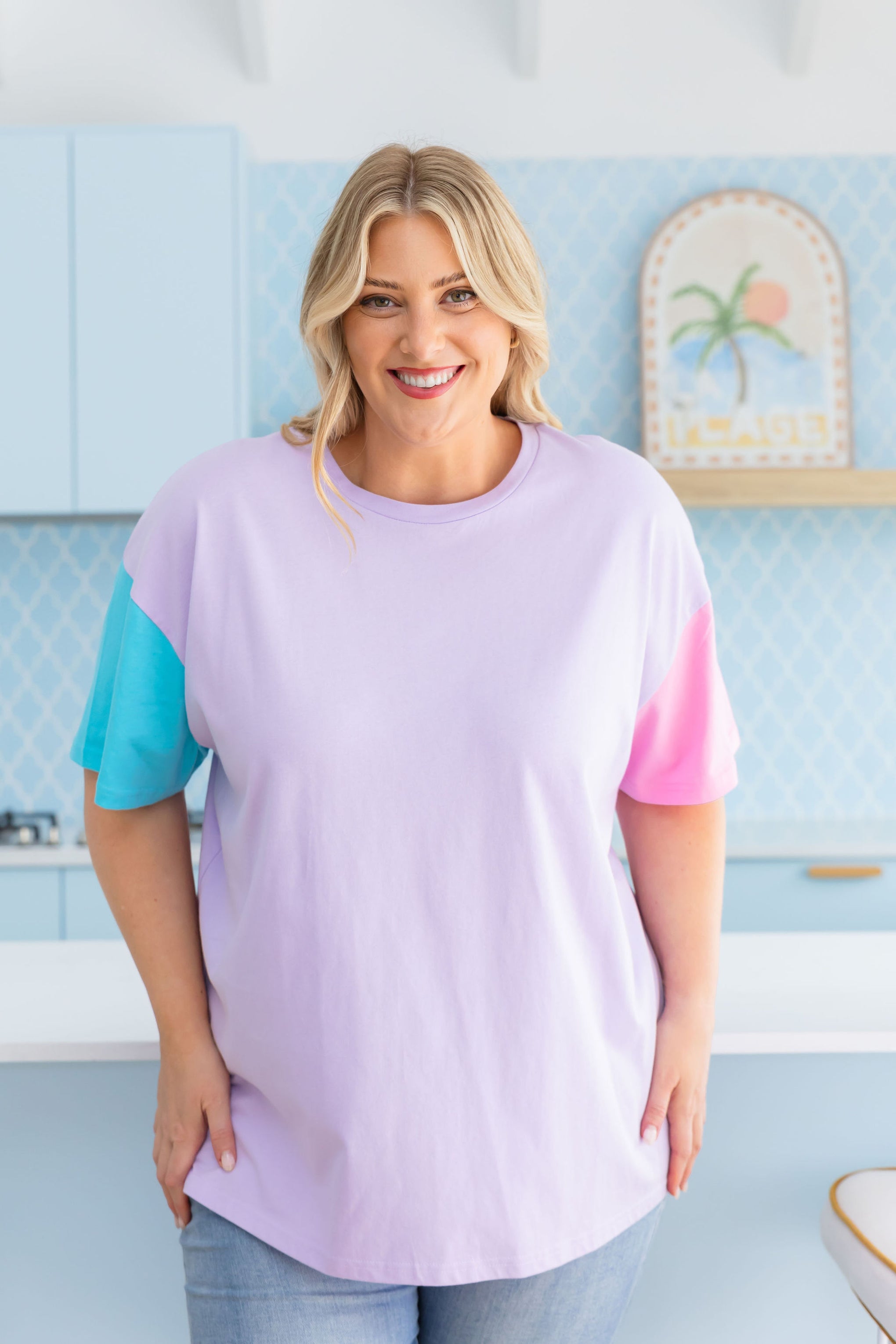 Ella Blocked T-Shirt In Purple