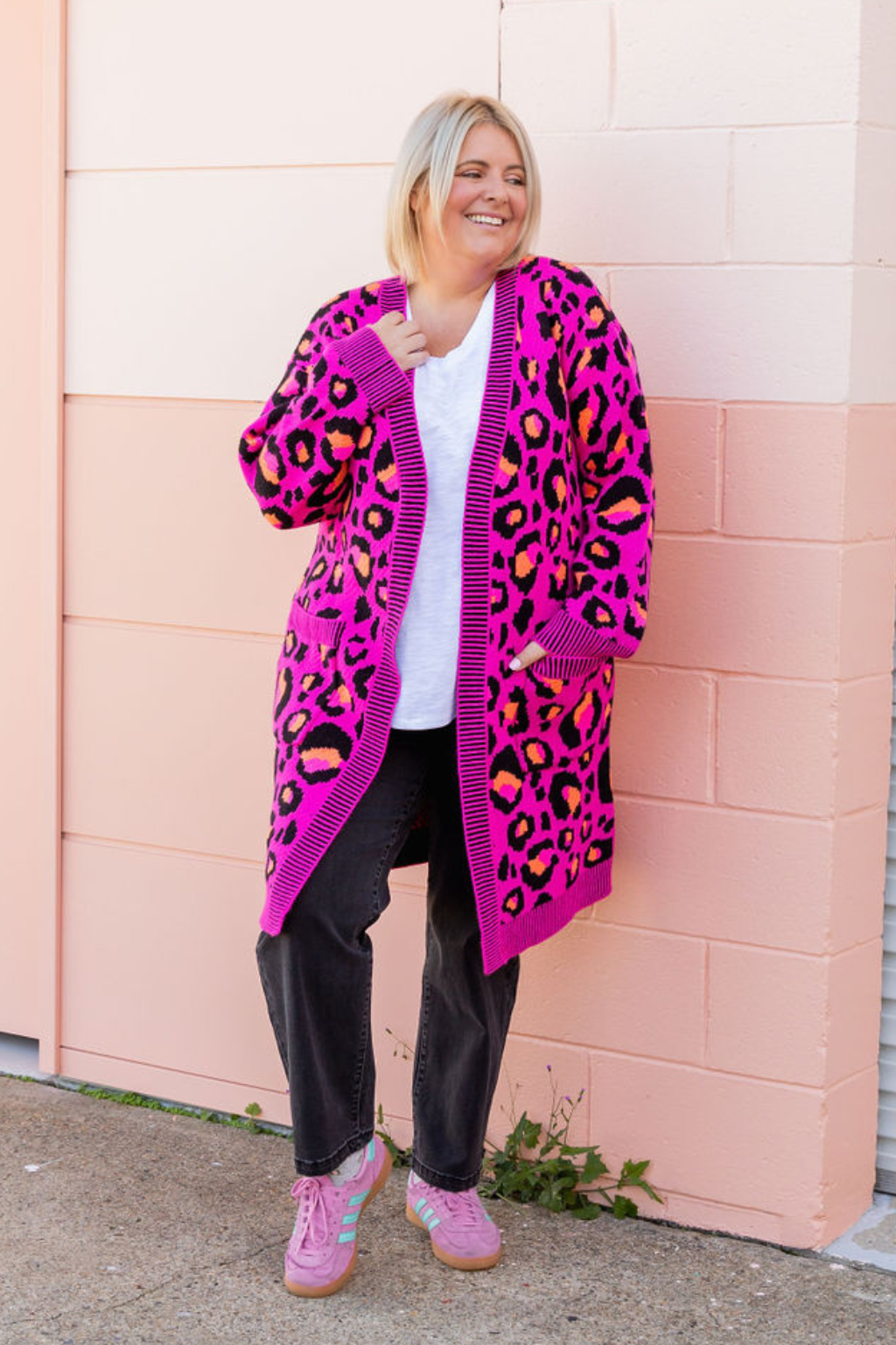 Darcy Cardi In Pink Leopard by Kasey Rainbow