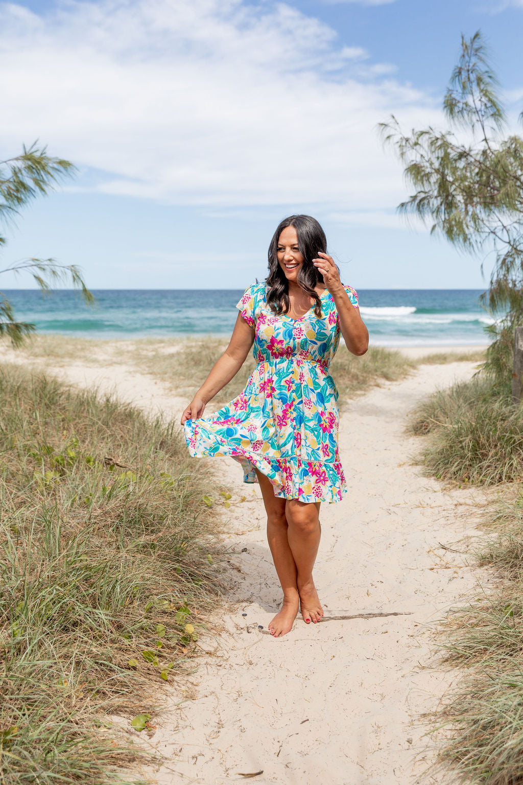Brontie Dress in Lemon Garden