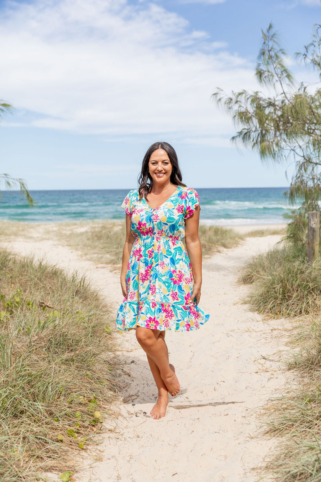 Brontie Dress in Lemon Garden