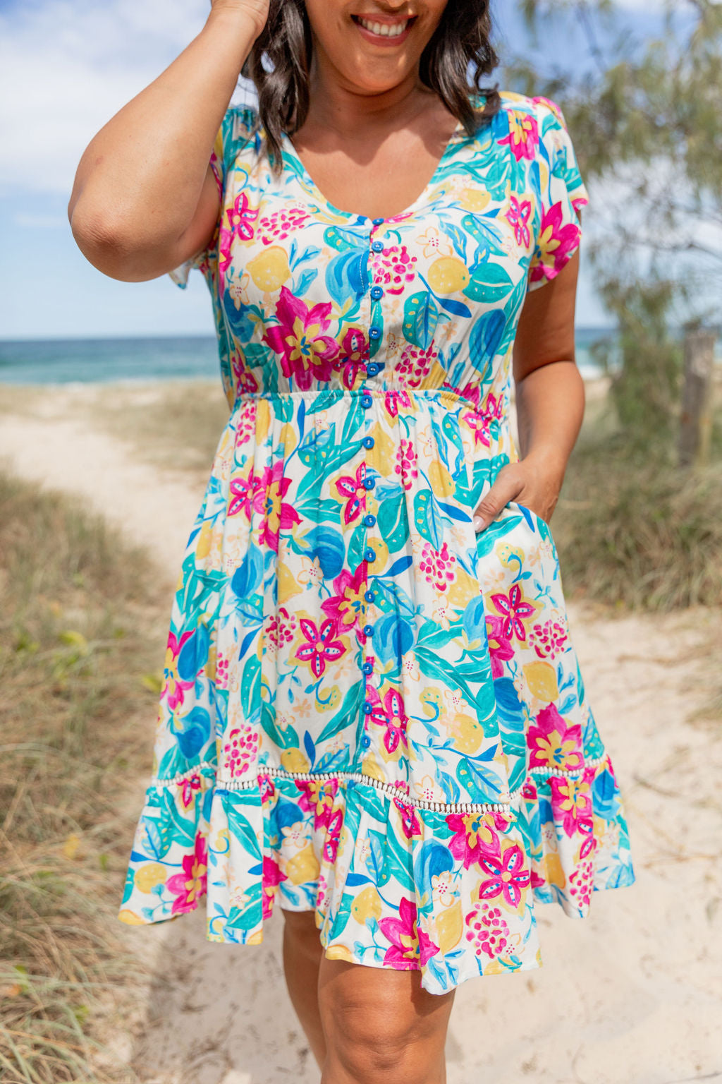 Brontie Dress in Lemon Garden