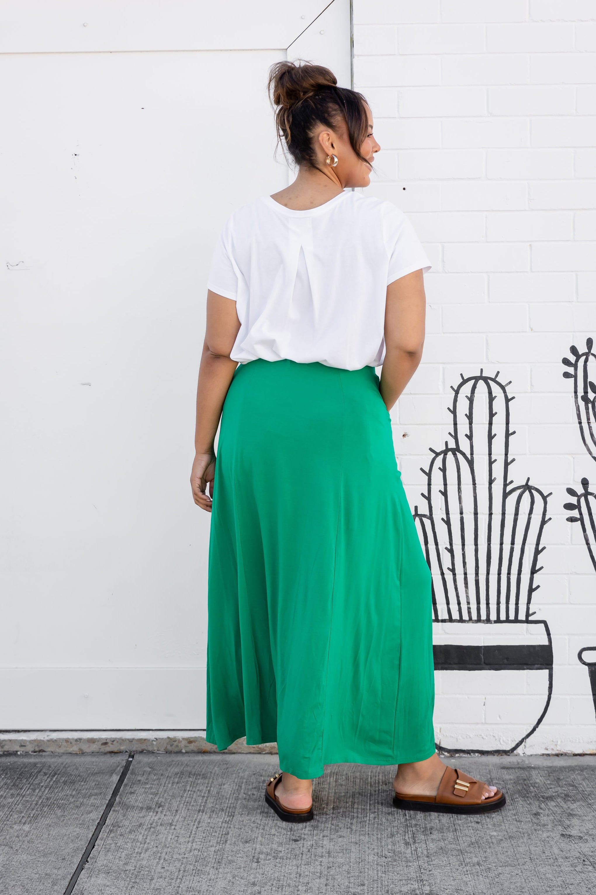 Olivia Maxi Skirt in Jade Green