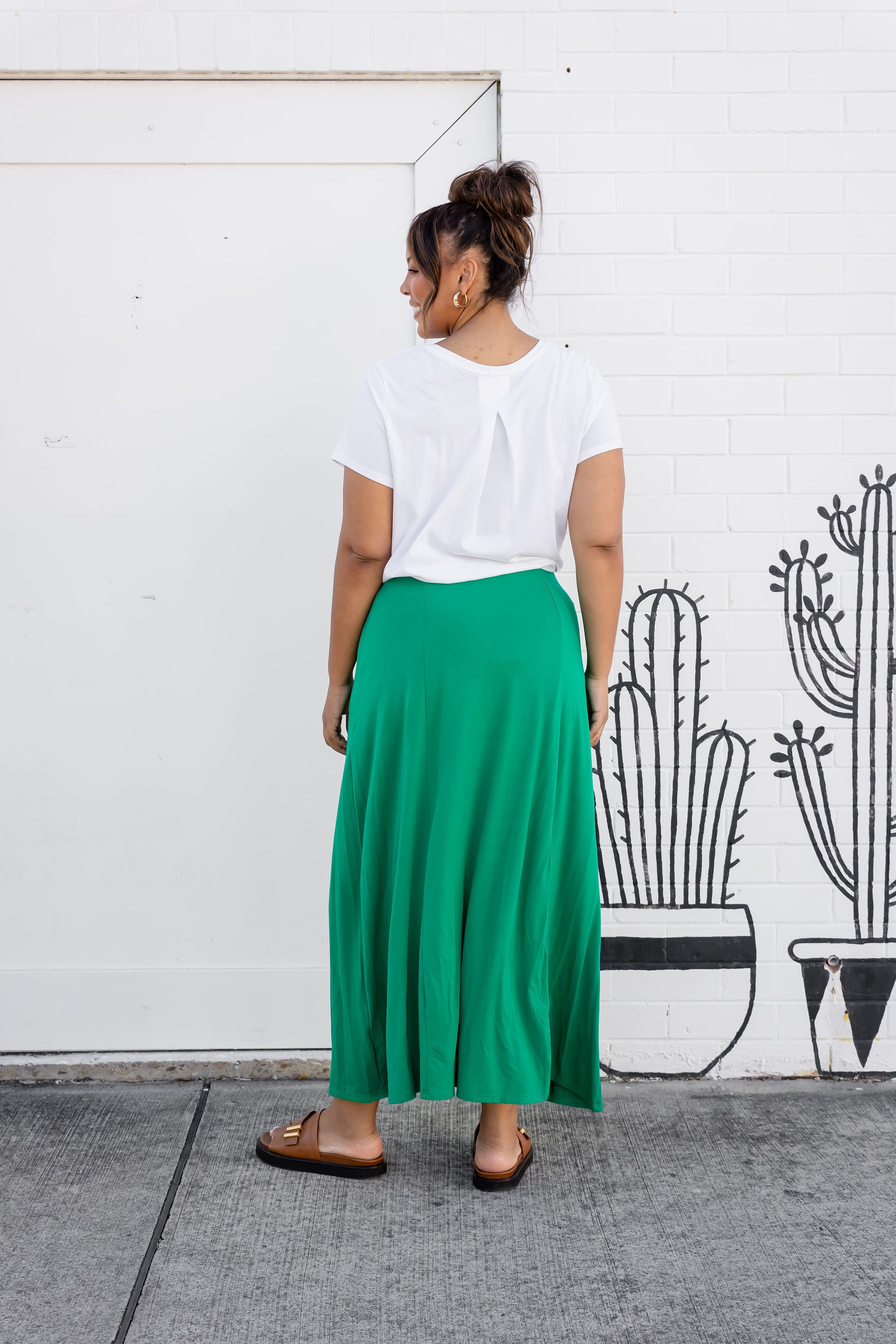 Olivia Maxi Skirt in Jade Green