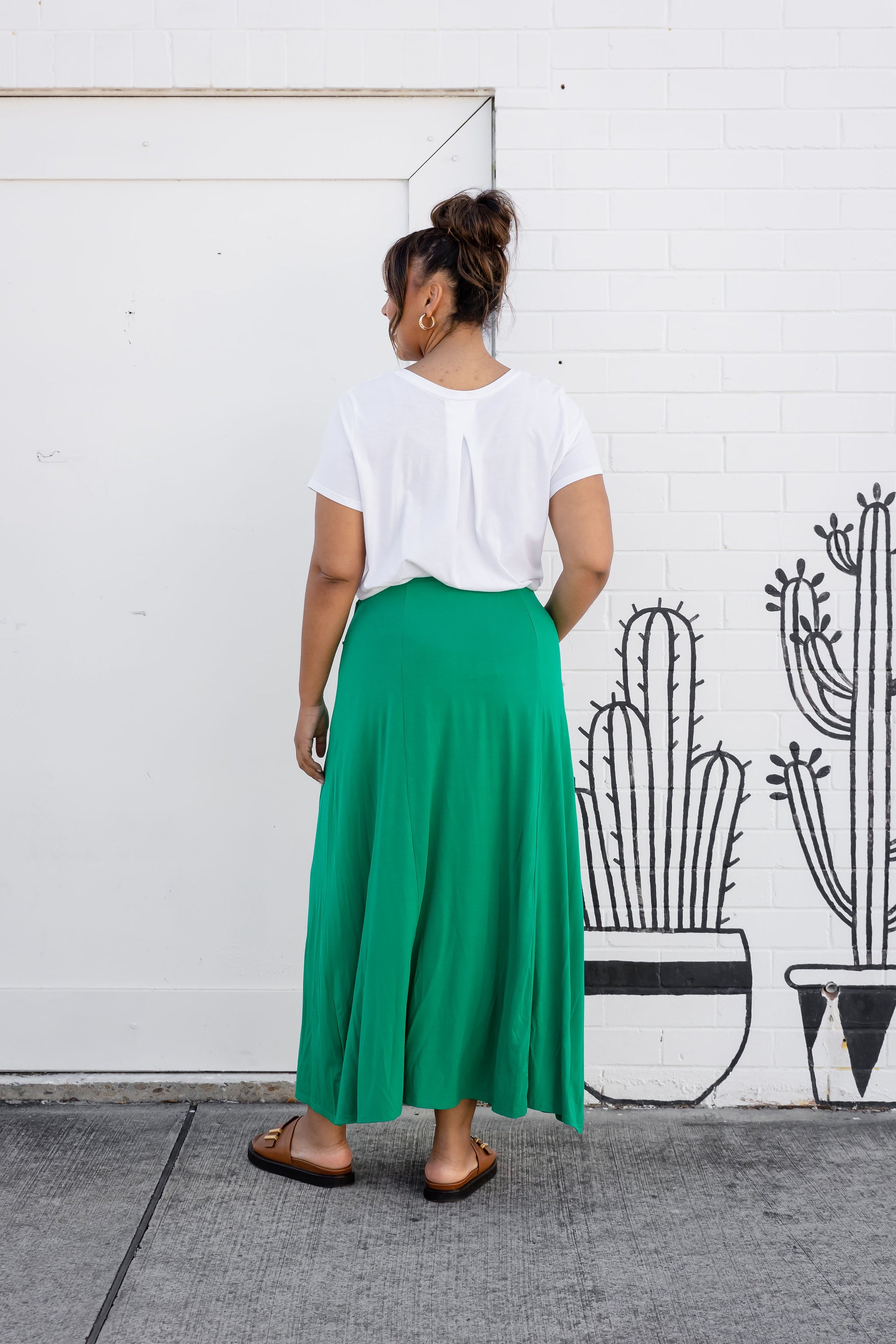 Olivia Maxi Skirt in Jade Green