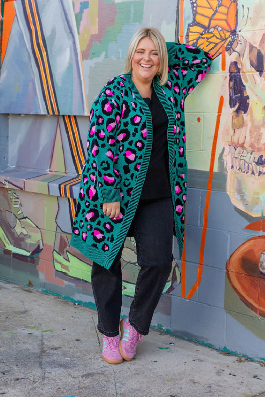 Darcy Cardi In Green Leopard by Kasey Rainbow