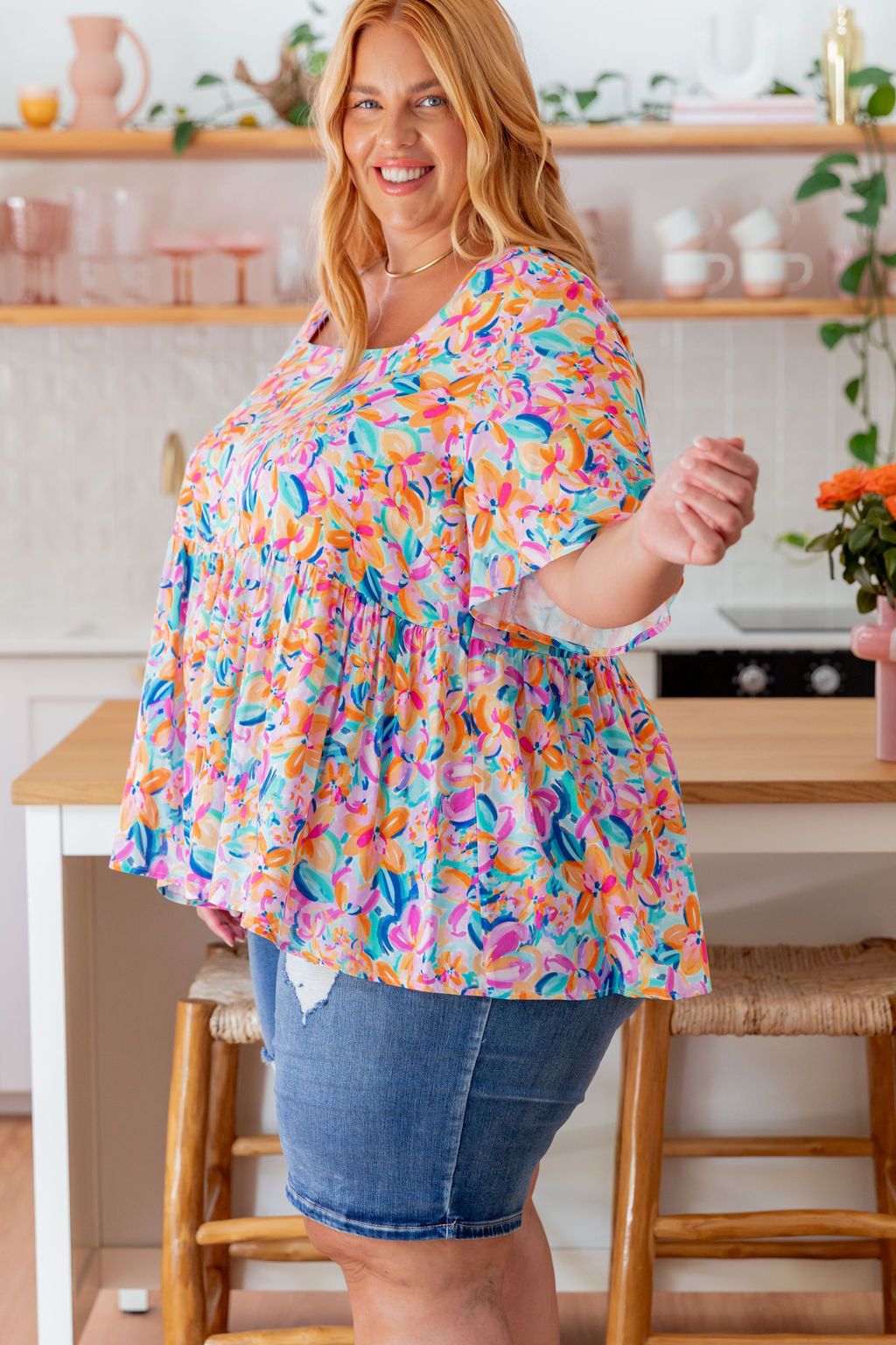 Cally Top in Carnival Floral