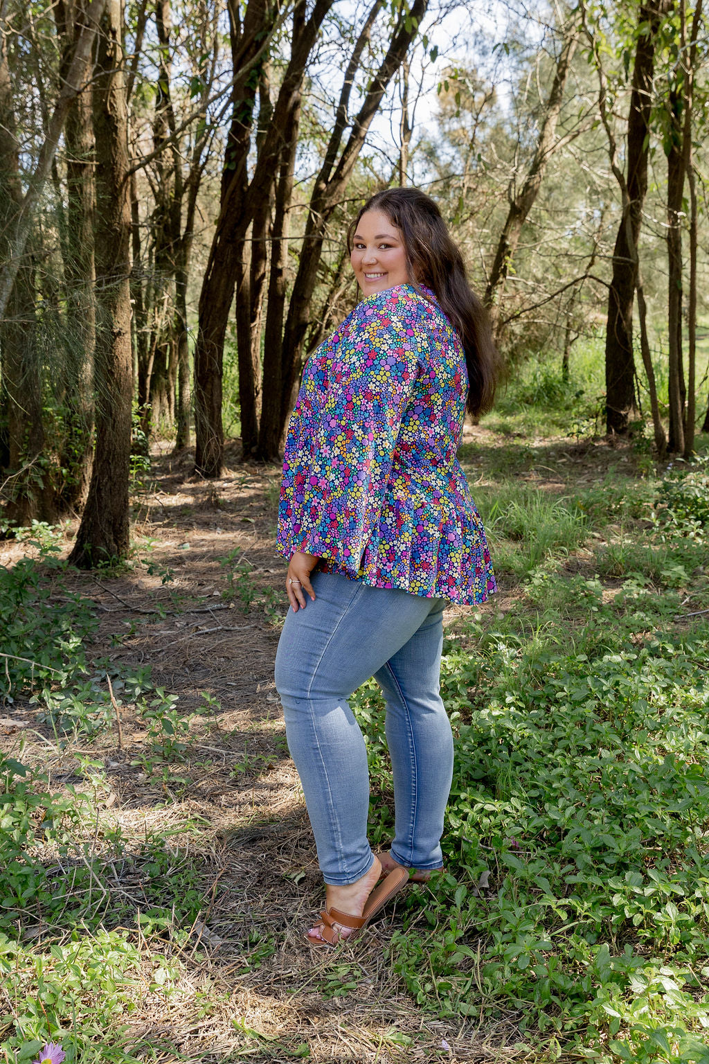 Long Sleeve Peak Top in Ditsy by Kasey Rainbow