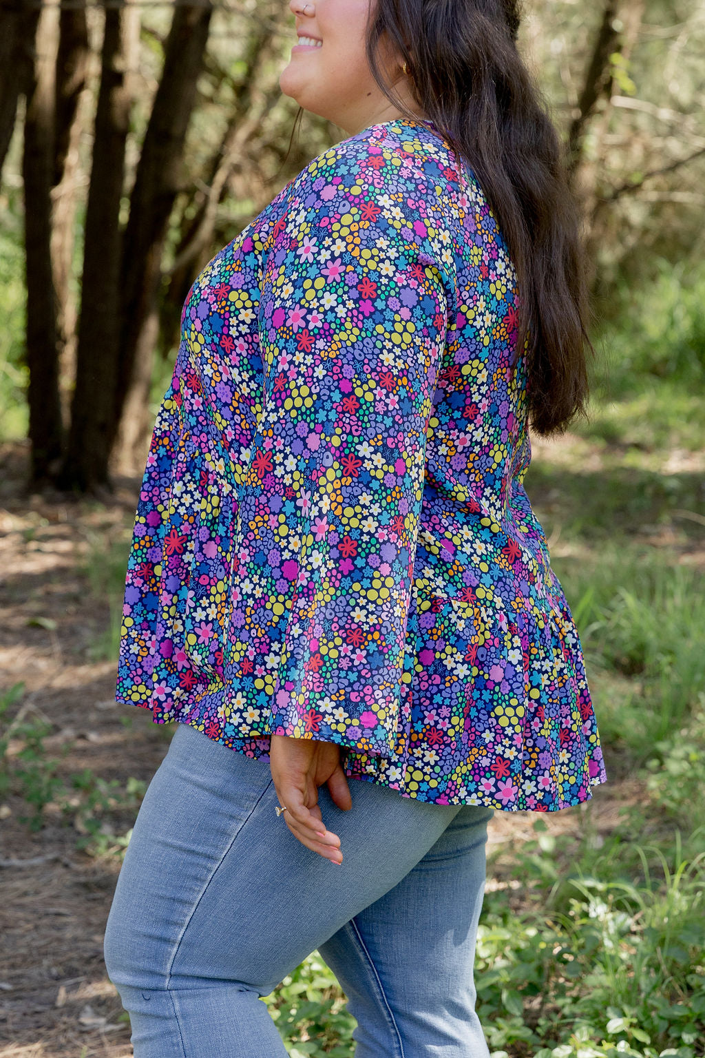 Long Sleeve Peak Top in Ditsy by Kasey Rainbow