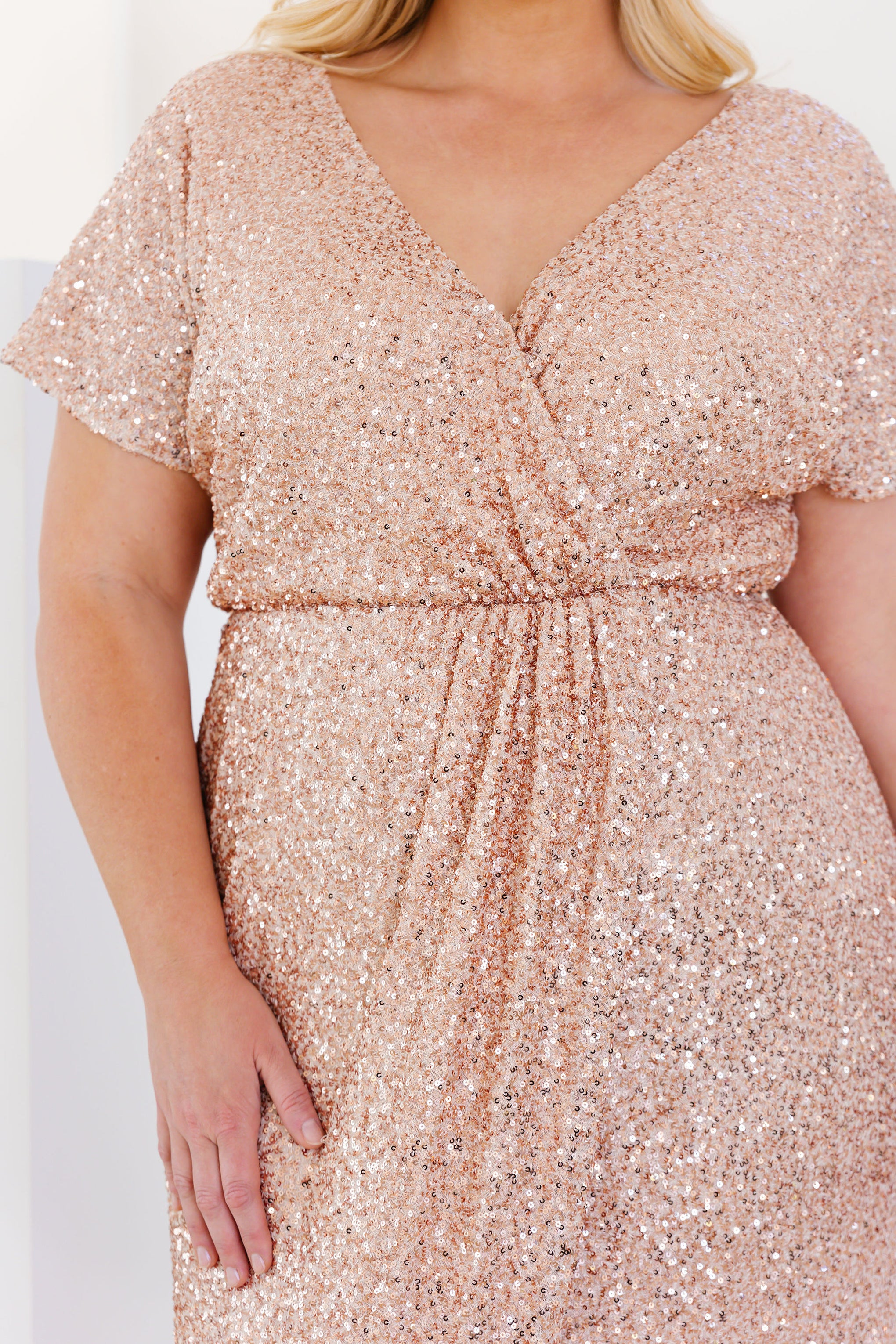 Arabella Sequin Maxi Dress in Light Bronze
