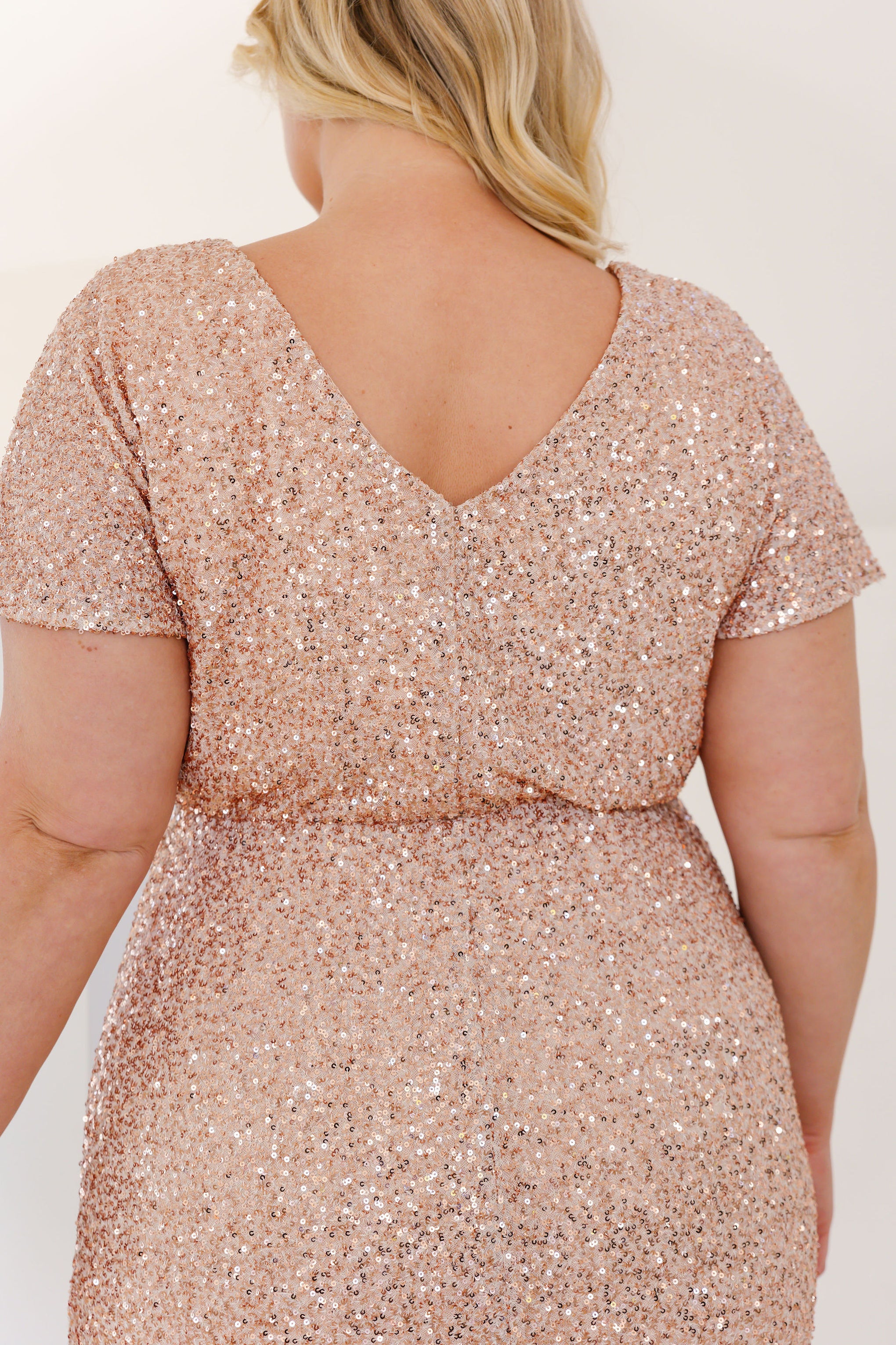 Arabella Sequin Maxi Dress in Light Bronze