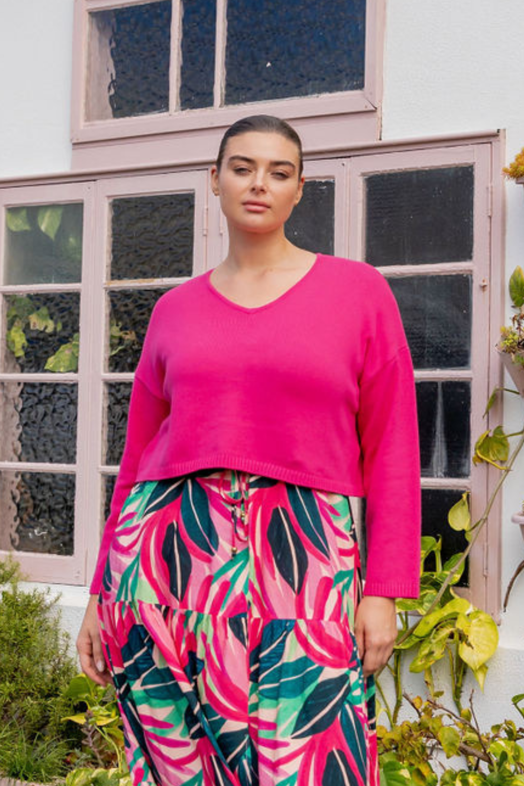 Blakely Crop Knit In Barbie Pink
