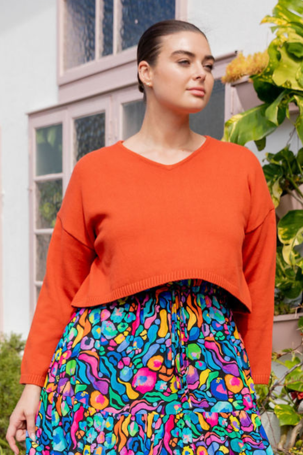 Blakely Crop Knit In Terracotta