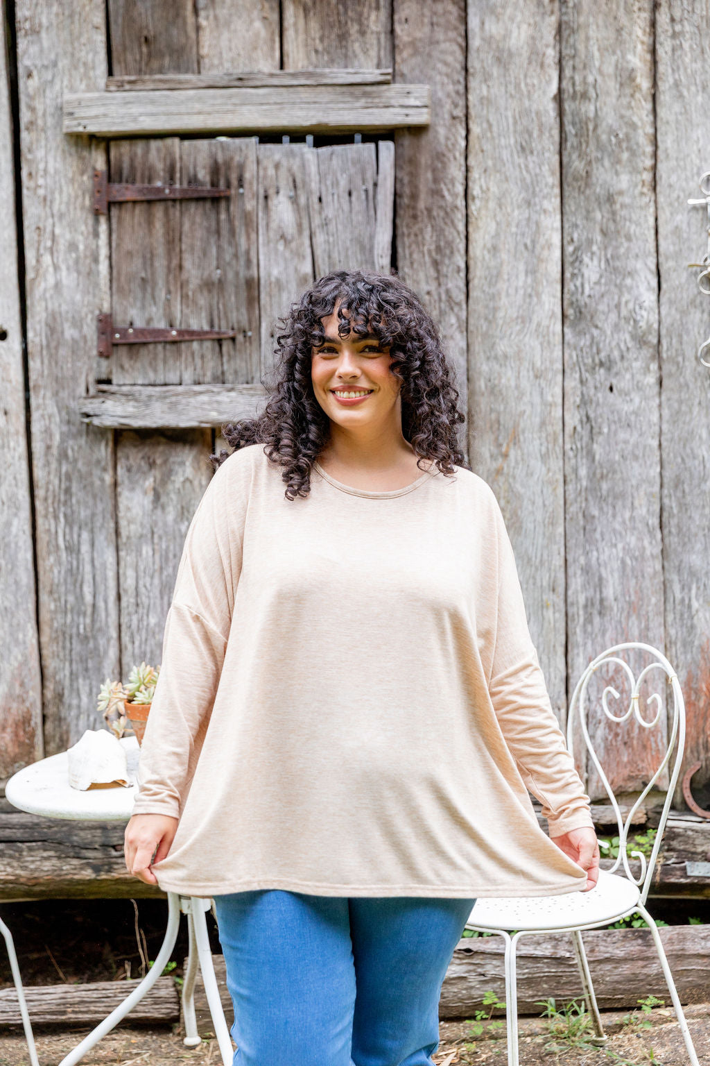Harlow Knit Top in Oat Marl