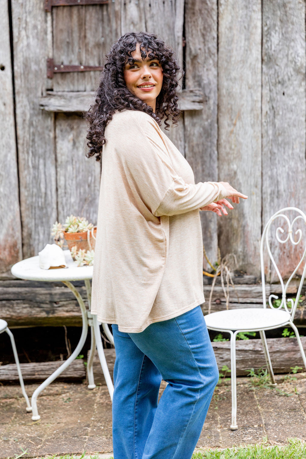 Harlow Knit Top in Oat Marl