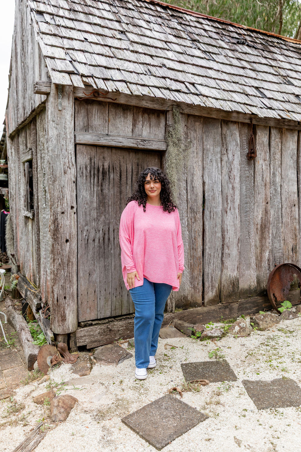 Harlow Knit Top in Pink Marl