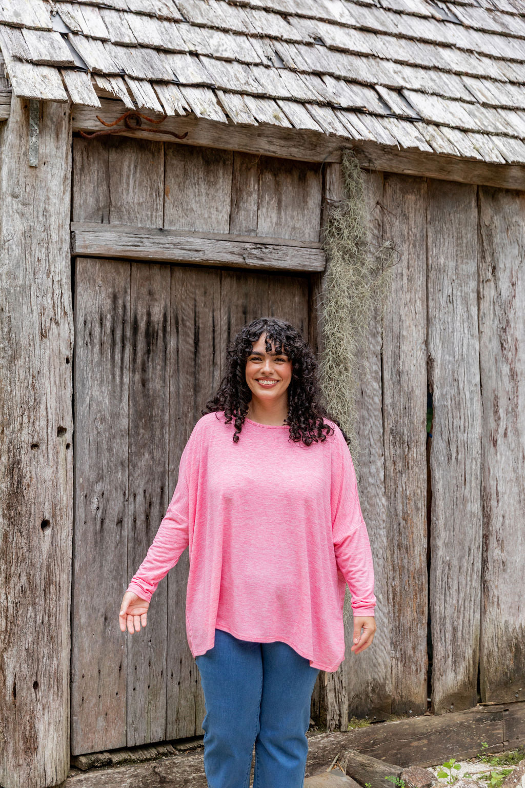 Harlow Knit Top in Pink Marl