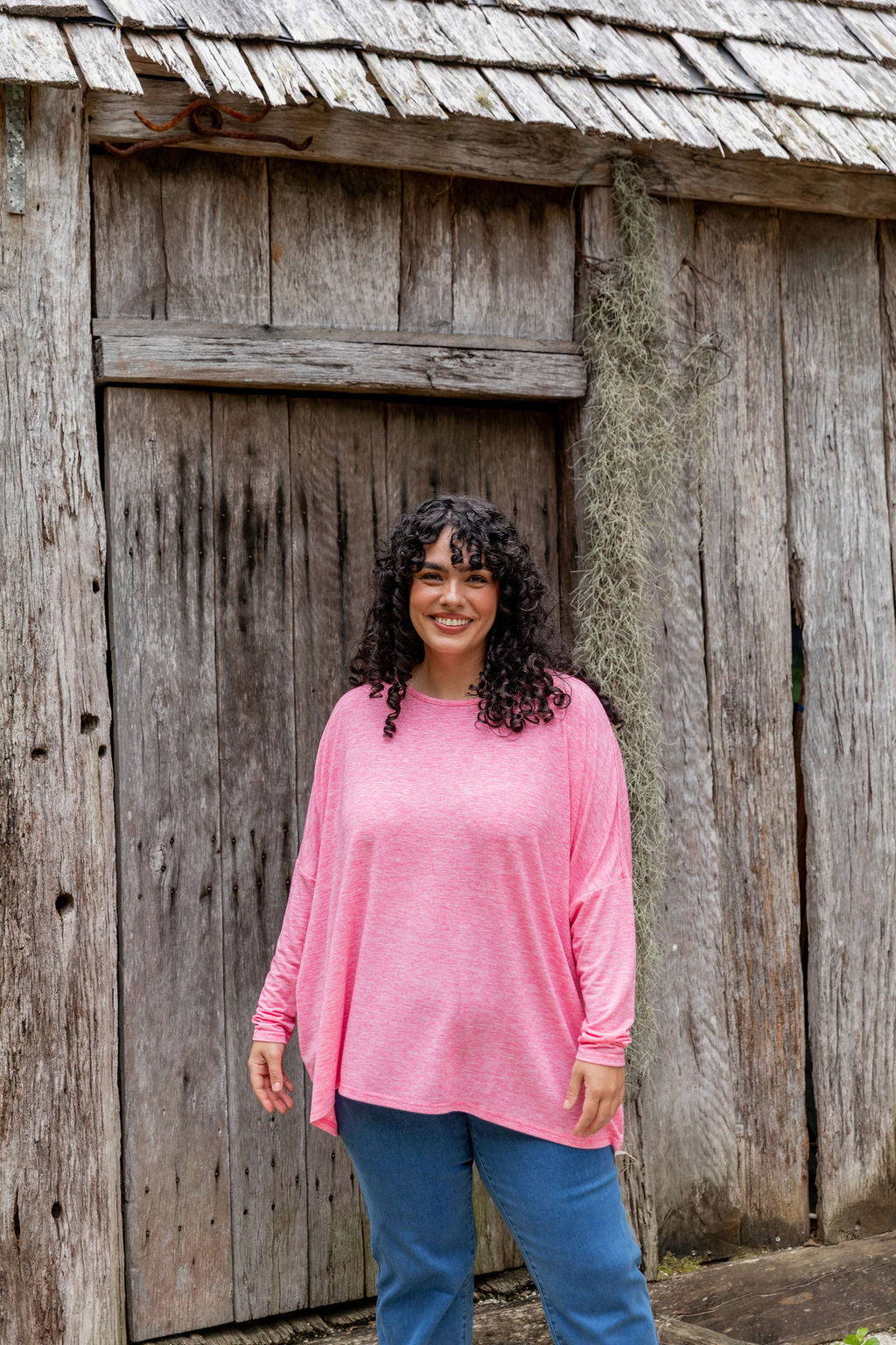 Harlow Knit Top in Pink Marl