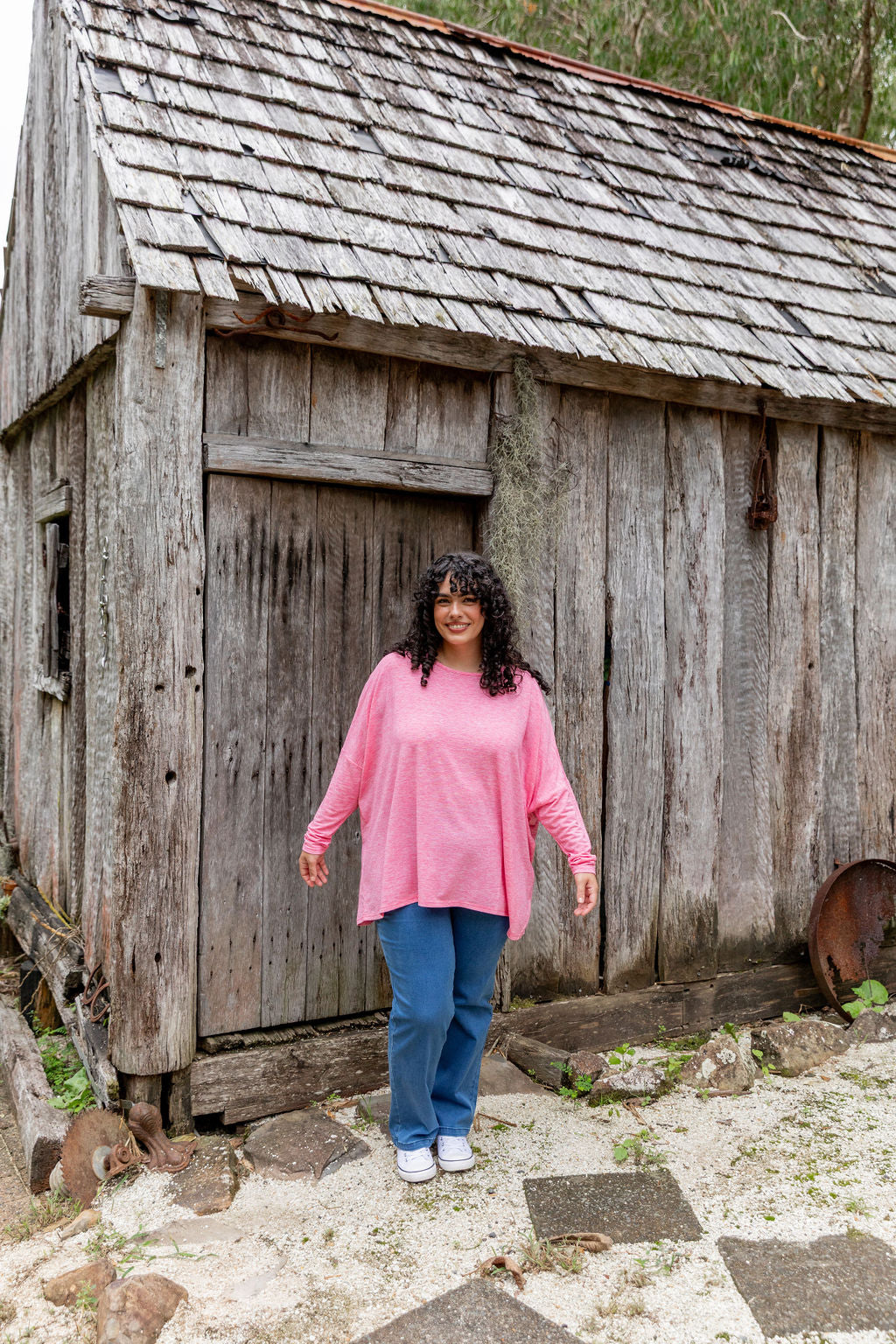 Harlow Knit Top in Pink Marl