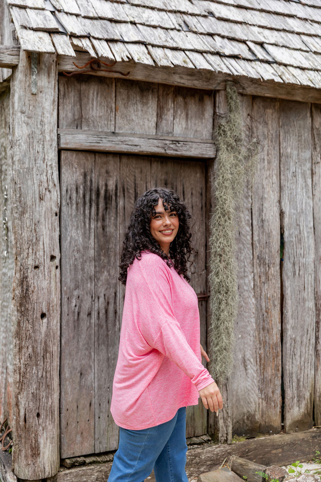 Harlow Knit Top in Pink Marl
