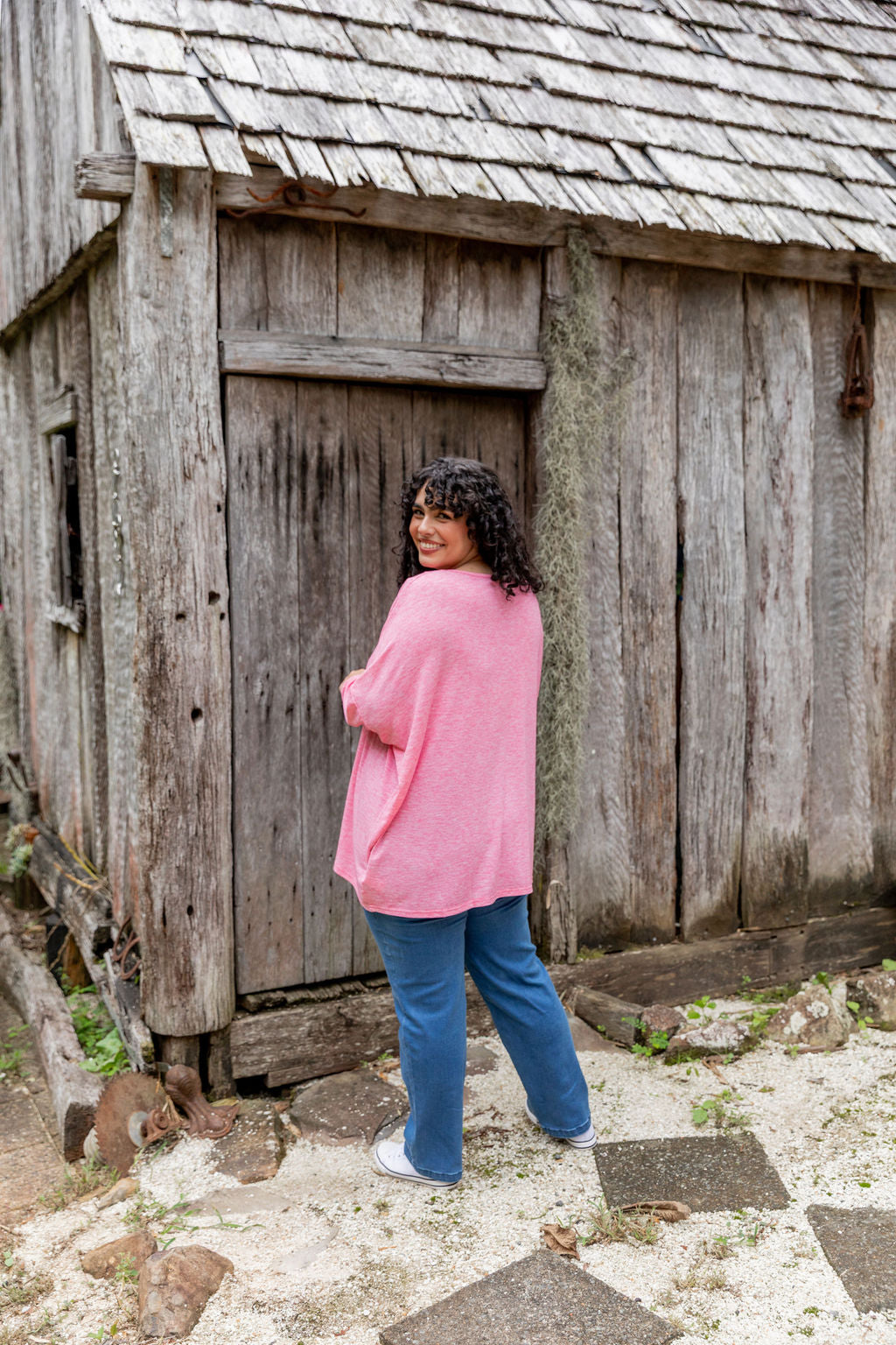 Harlow Knit Top in Pink Marl