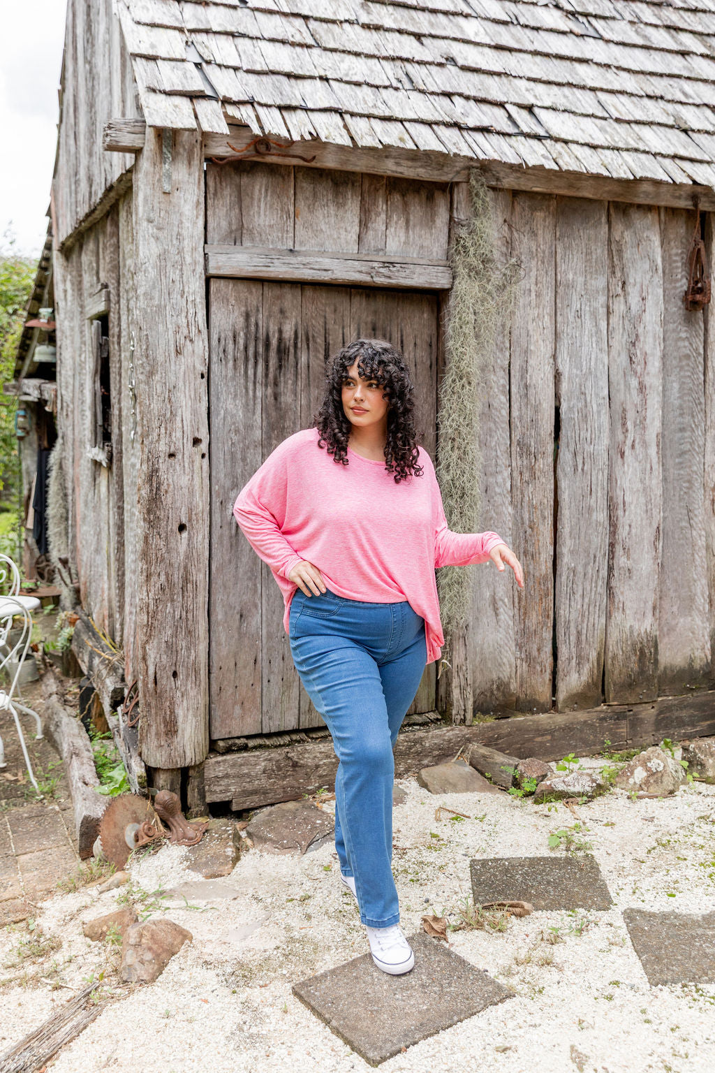Harlow Knit Top in Pink Marl