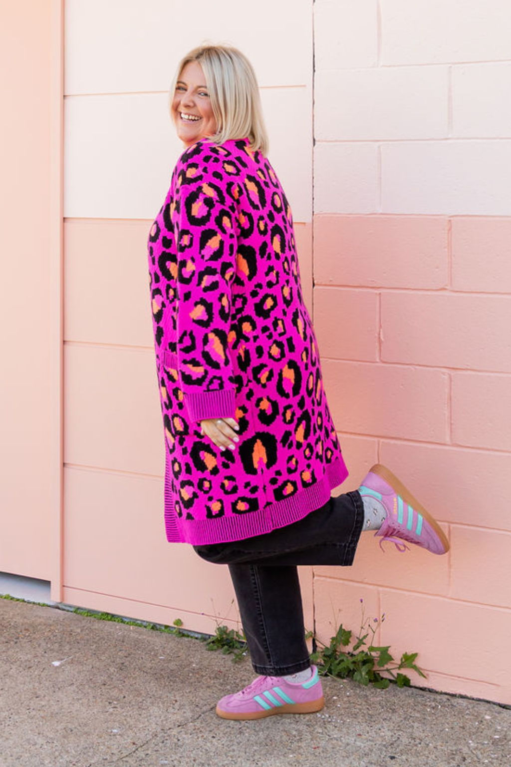 Darcy Cardi In Pink Leopard by Kasey Rainbow