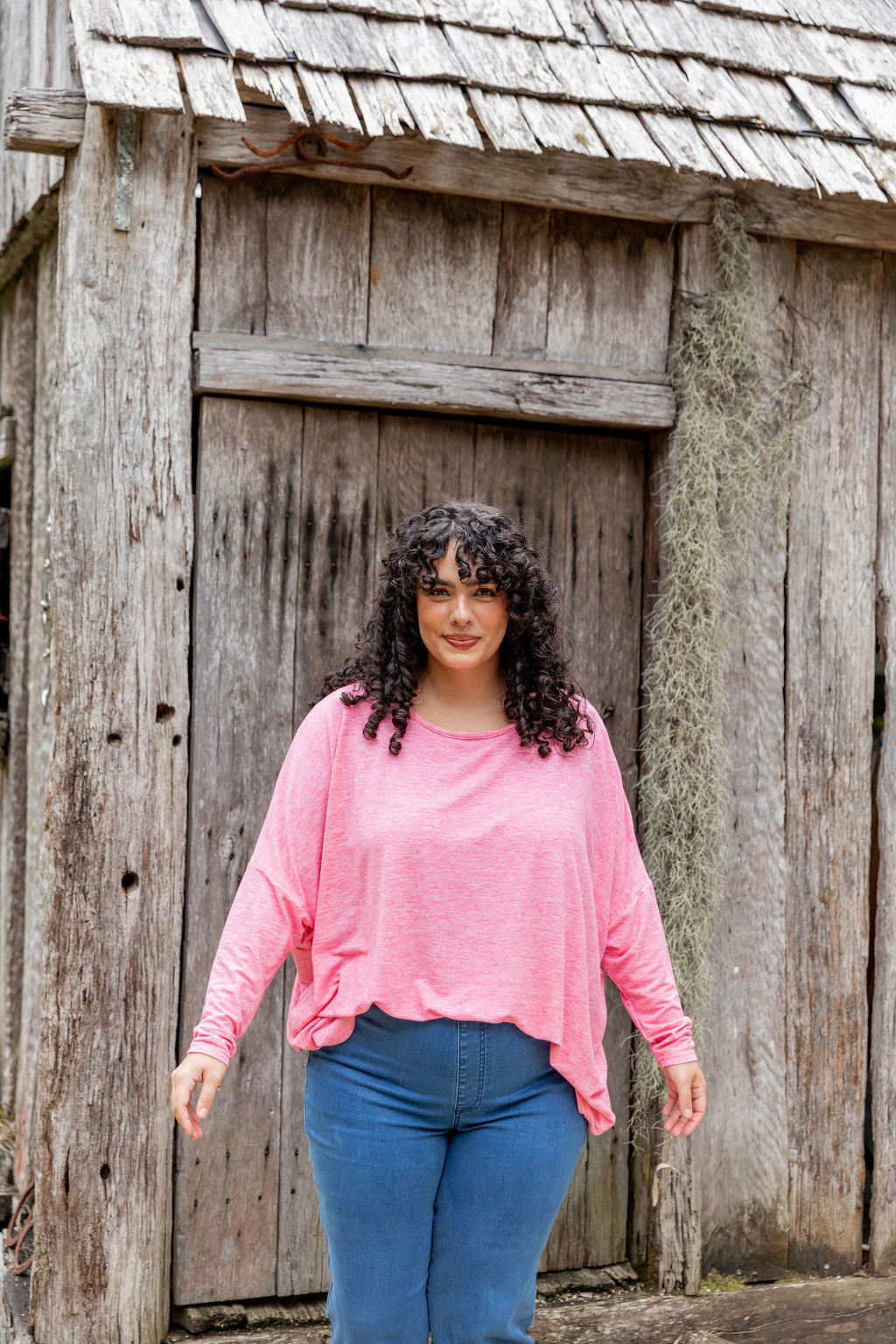 Harlow Knit Top in Pink Marl