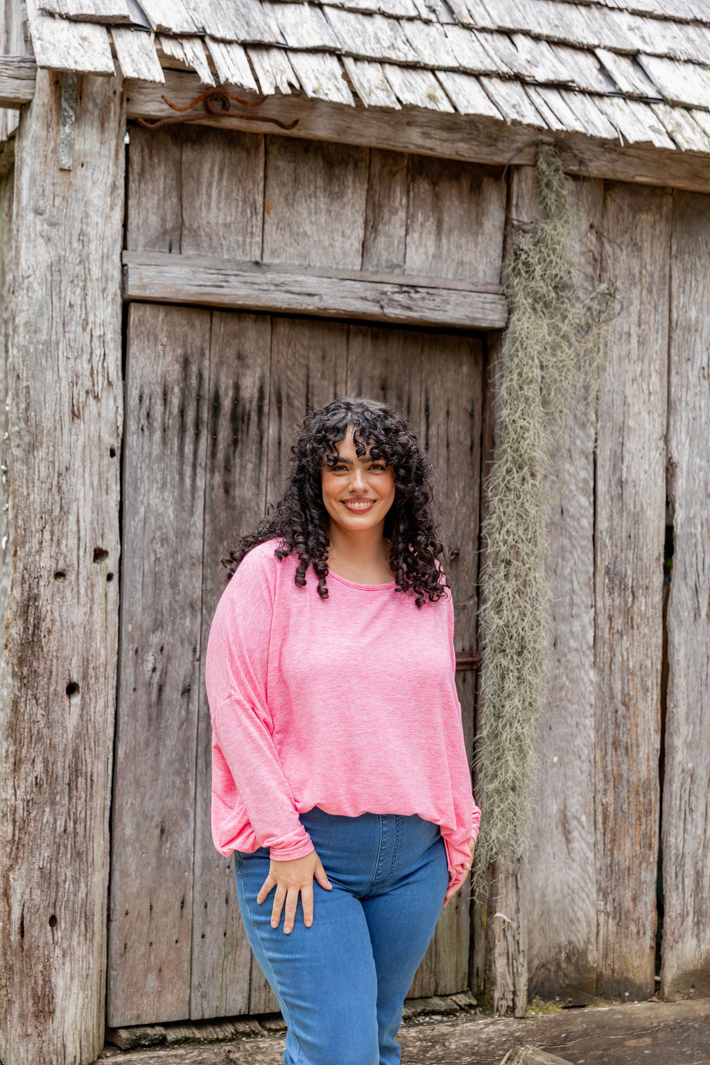 Harlow Knit Top in Pink Marl