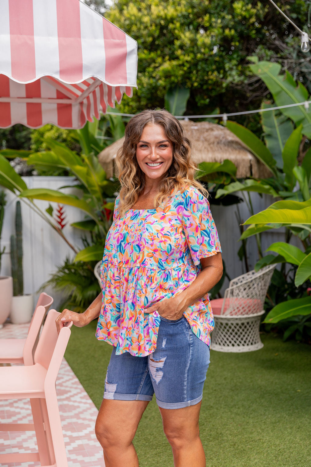Cally Top in Carnival Floral