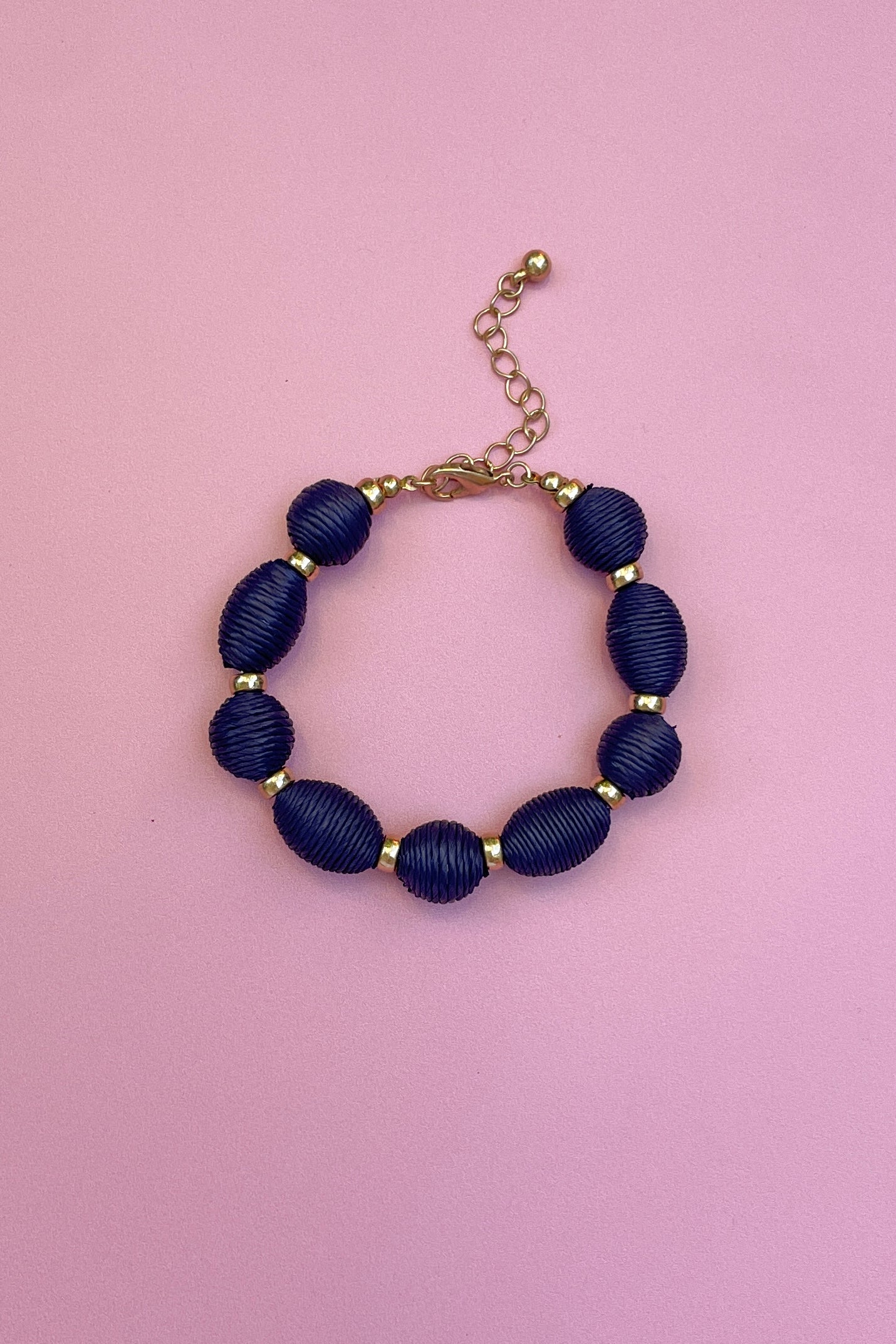 Navy & Gold Beaded Bracelet