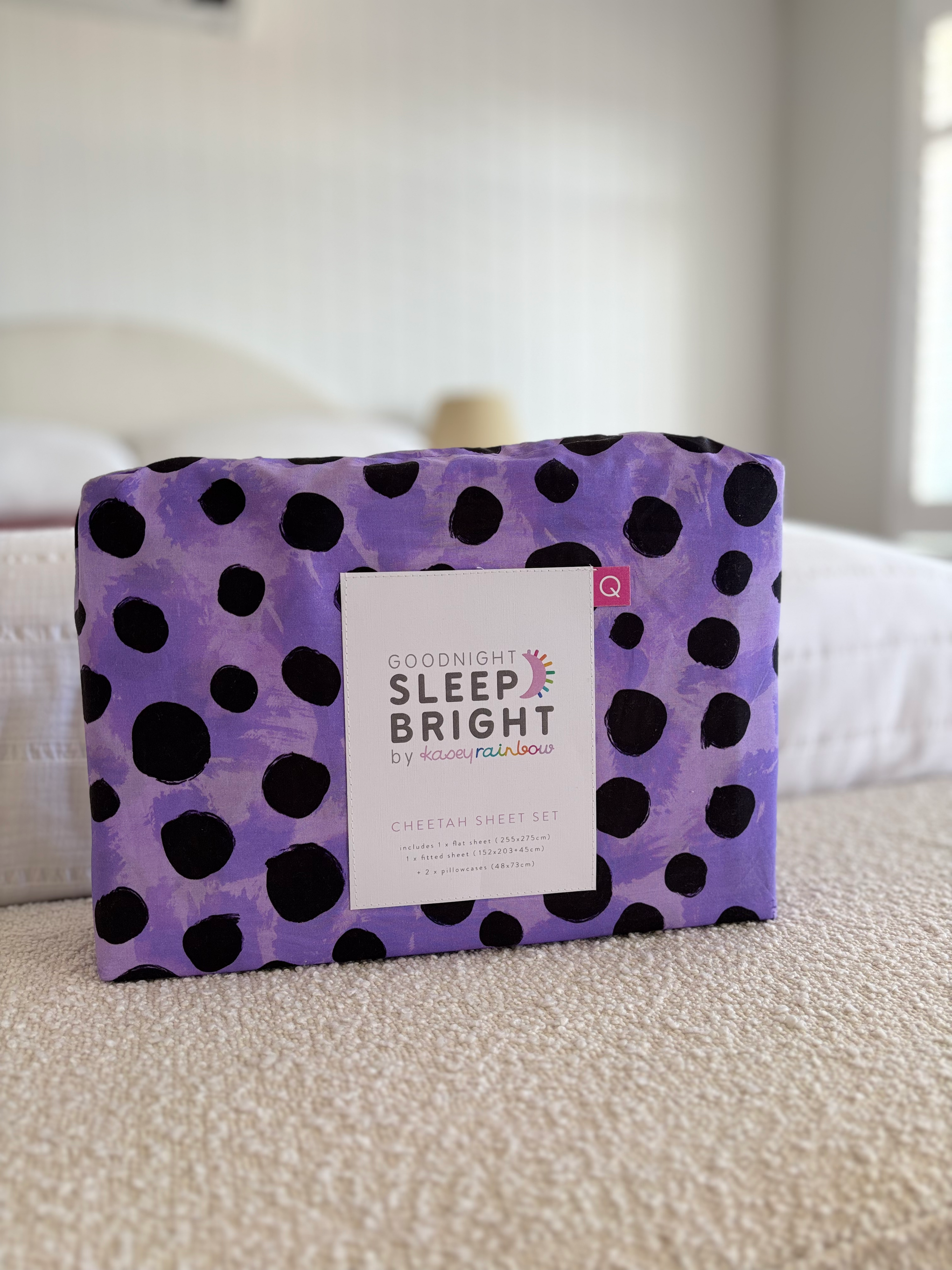 Sheet Set in Purple Cheetah by Kasey Rainbow