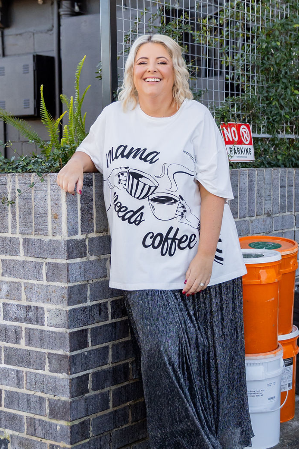 Mamma Needs Coffee Tee in White