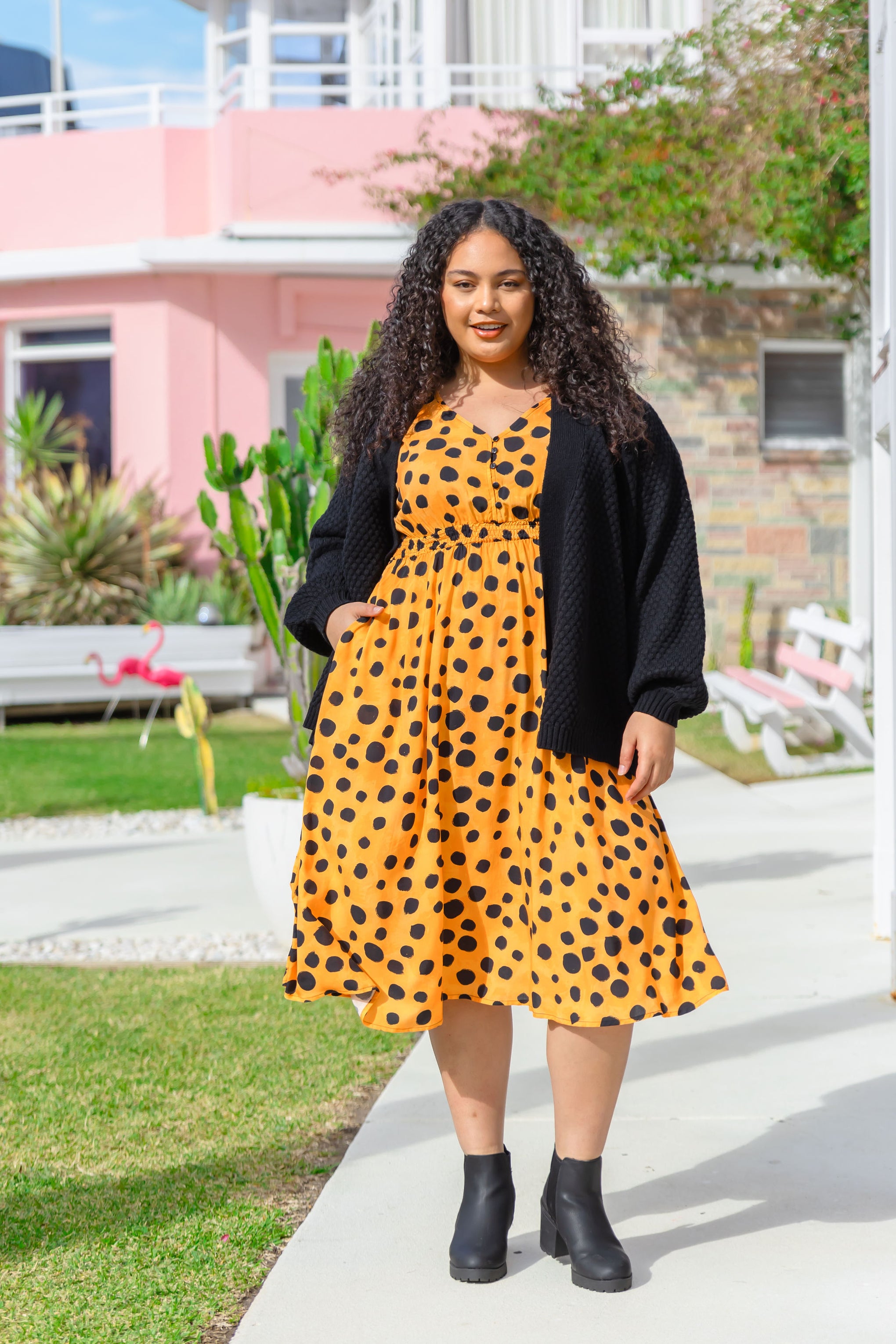 Millie Dress in Mustard Cheetah by Kasey Rainbow
