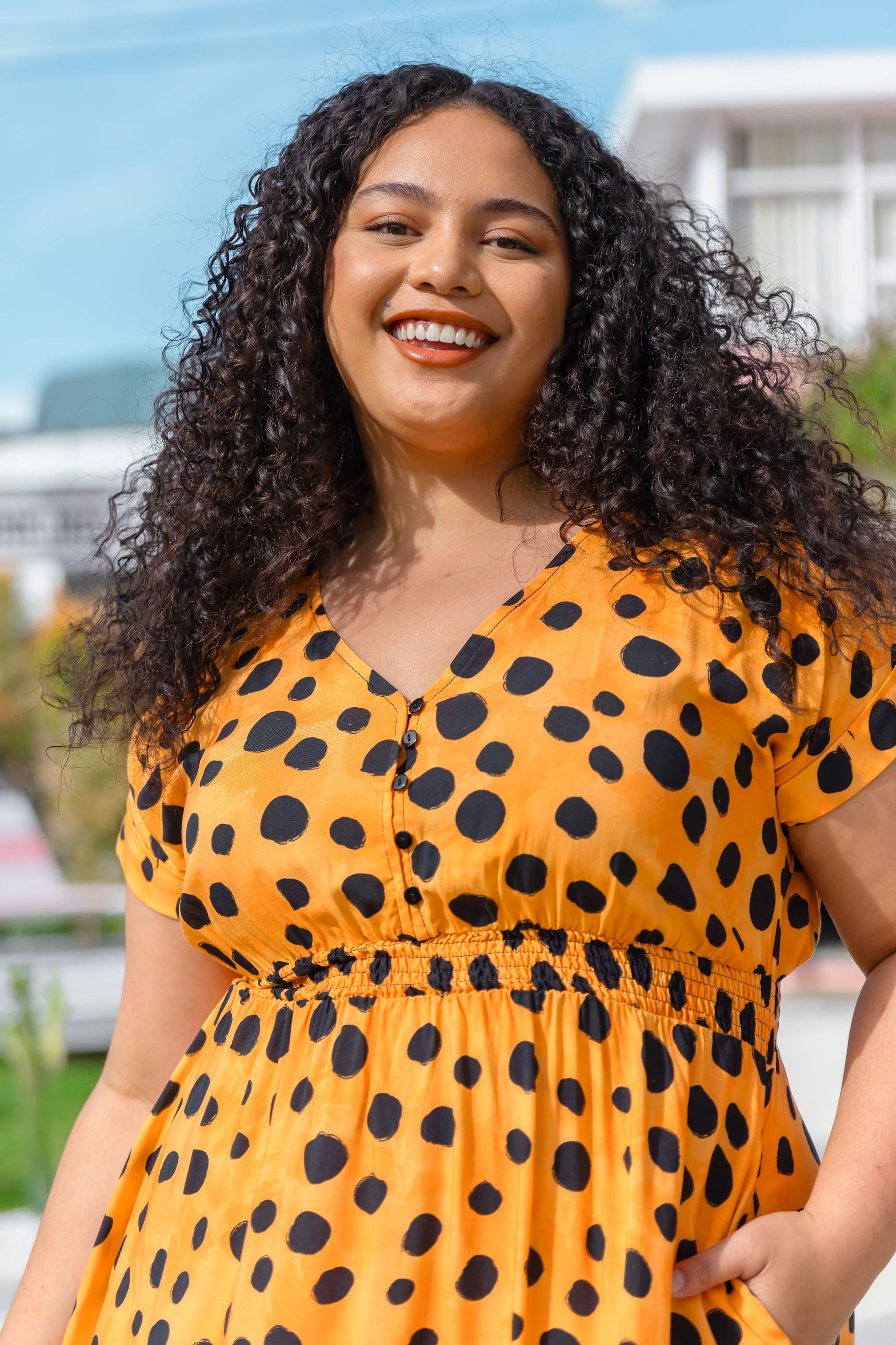 Millie Dress in Mustard Cheetah by Kasey Rainbow