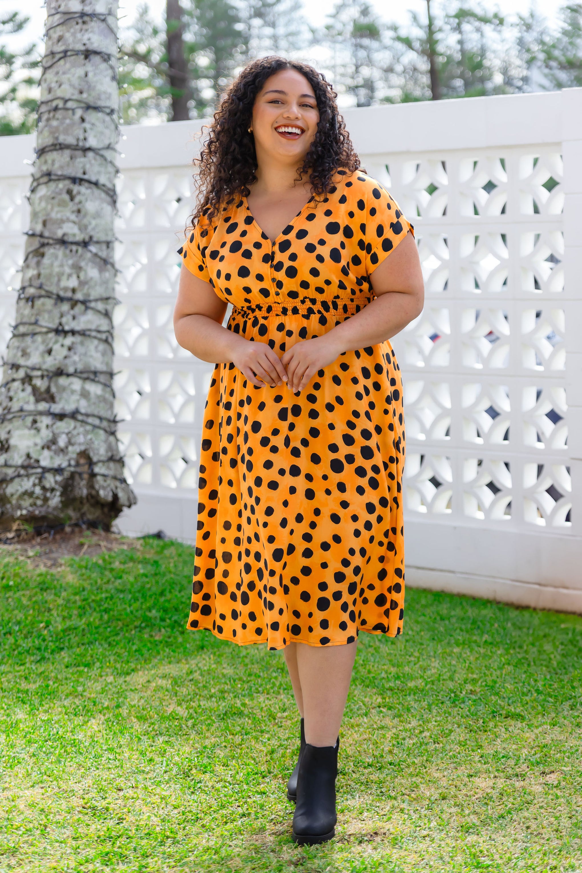 Millie Dress in Mustard Cheetah by Kasey Rainbow
