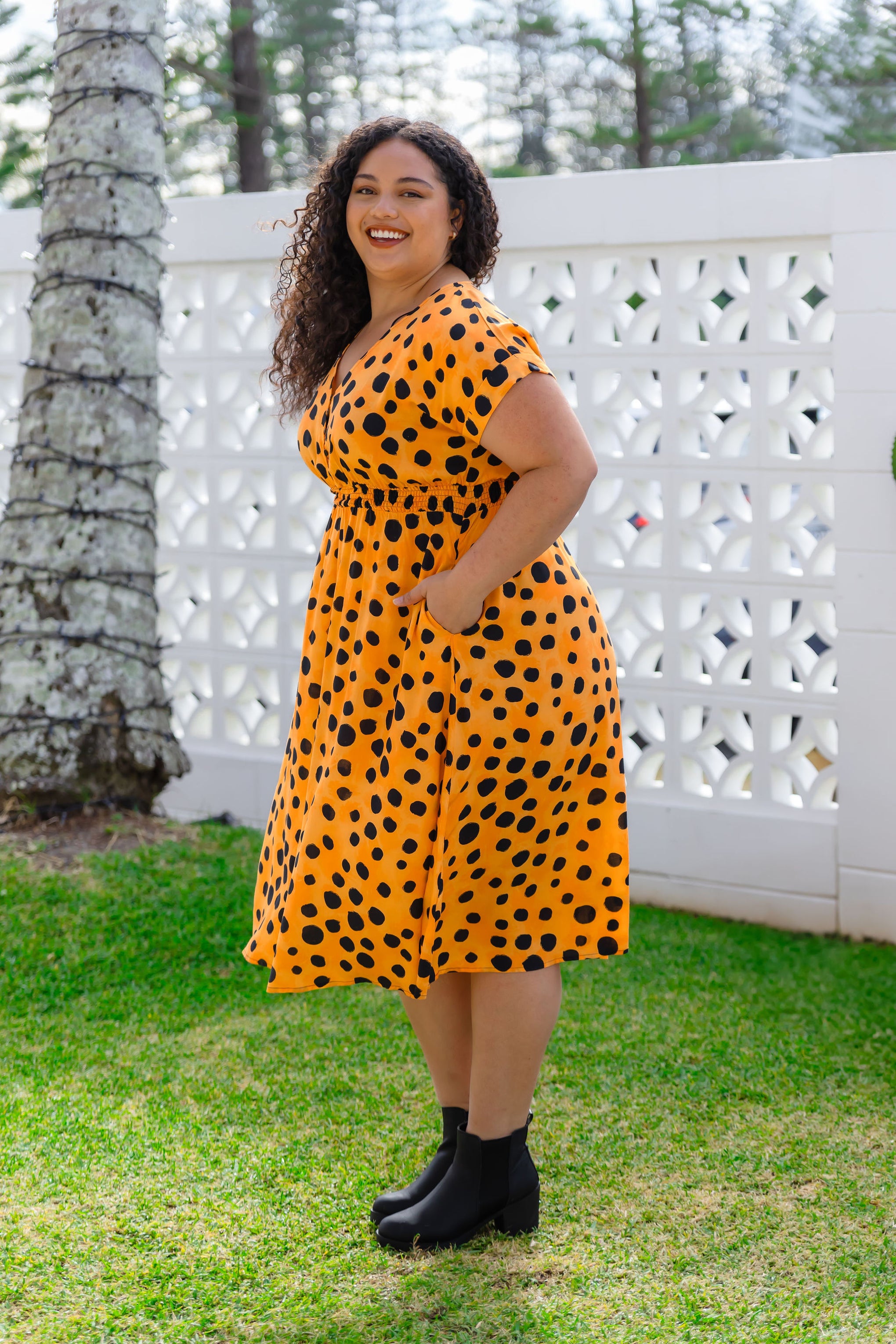 Millie Dress in Mustard Cheetah by Kasey Rainbow