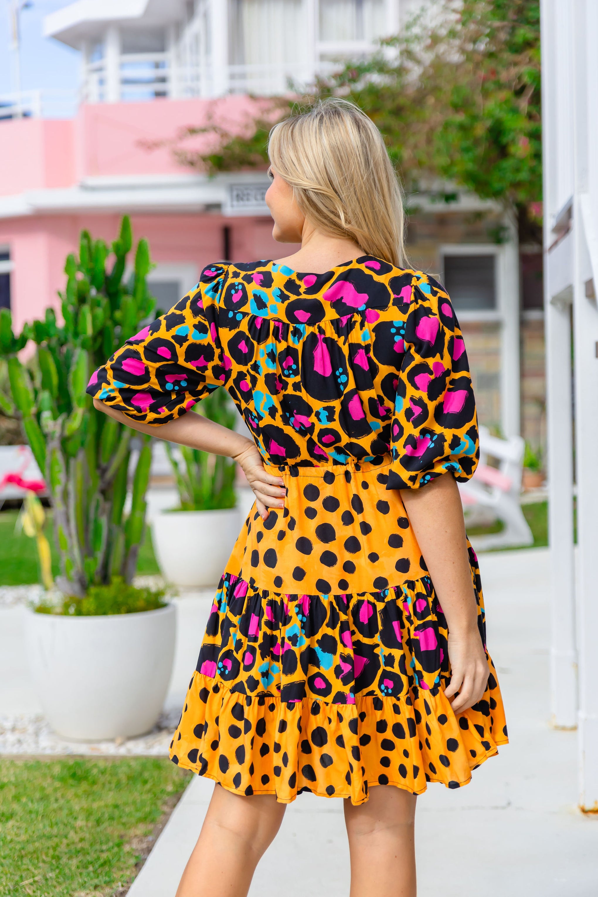 Scarlett Dress in Mustard Leopard/Cheetah by Kasey Rainbow