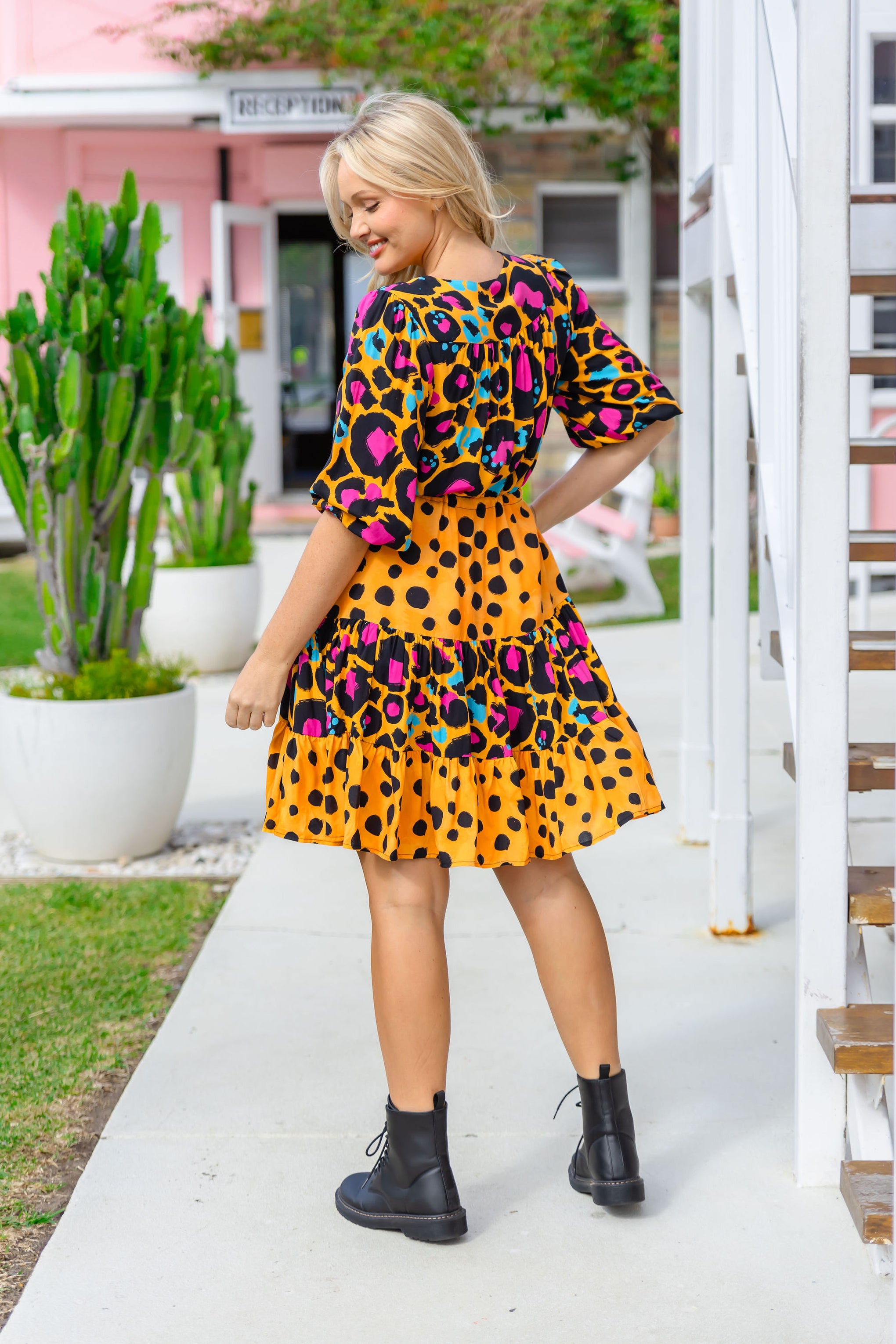 Scarlett Dress in Mustard Leopard/Cheetah by Kasey Rainbow