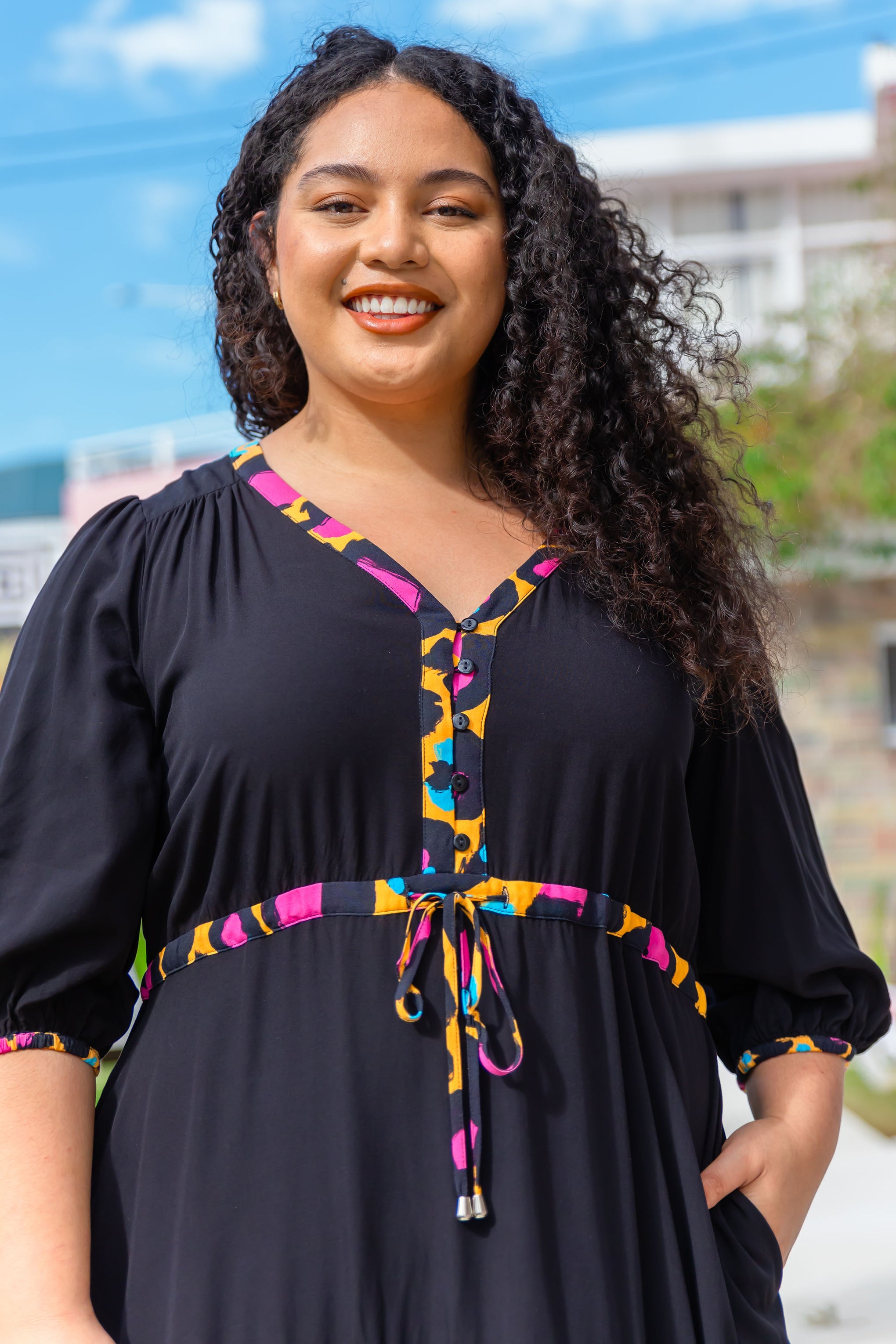 Billie Dress In Black/Mustard Leopard by Kasey Rainbow