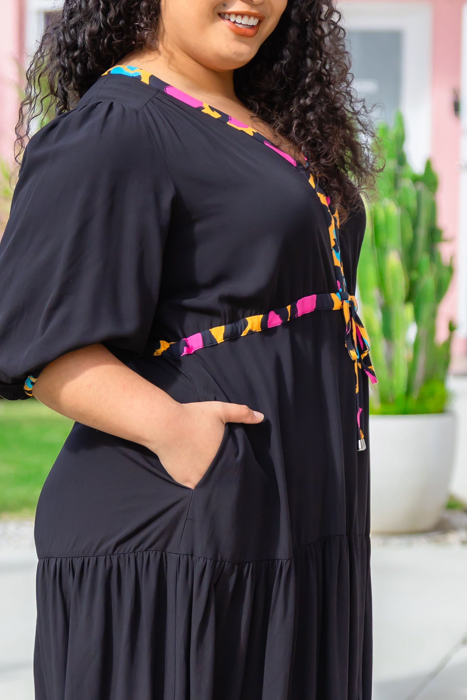 Billie Dress In Black/Mustard Leopard by Kasey Rainbow