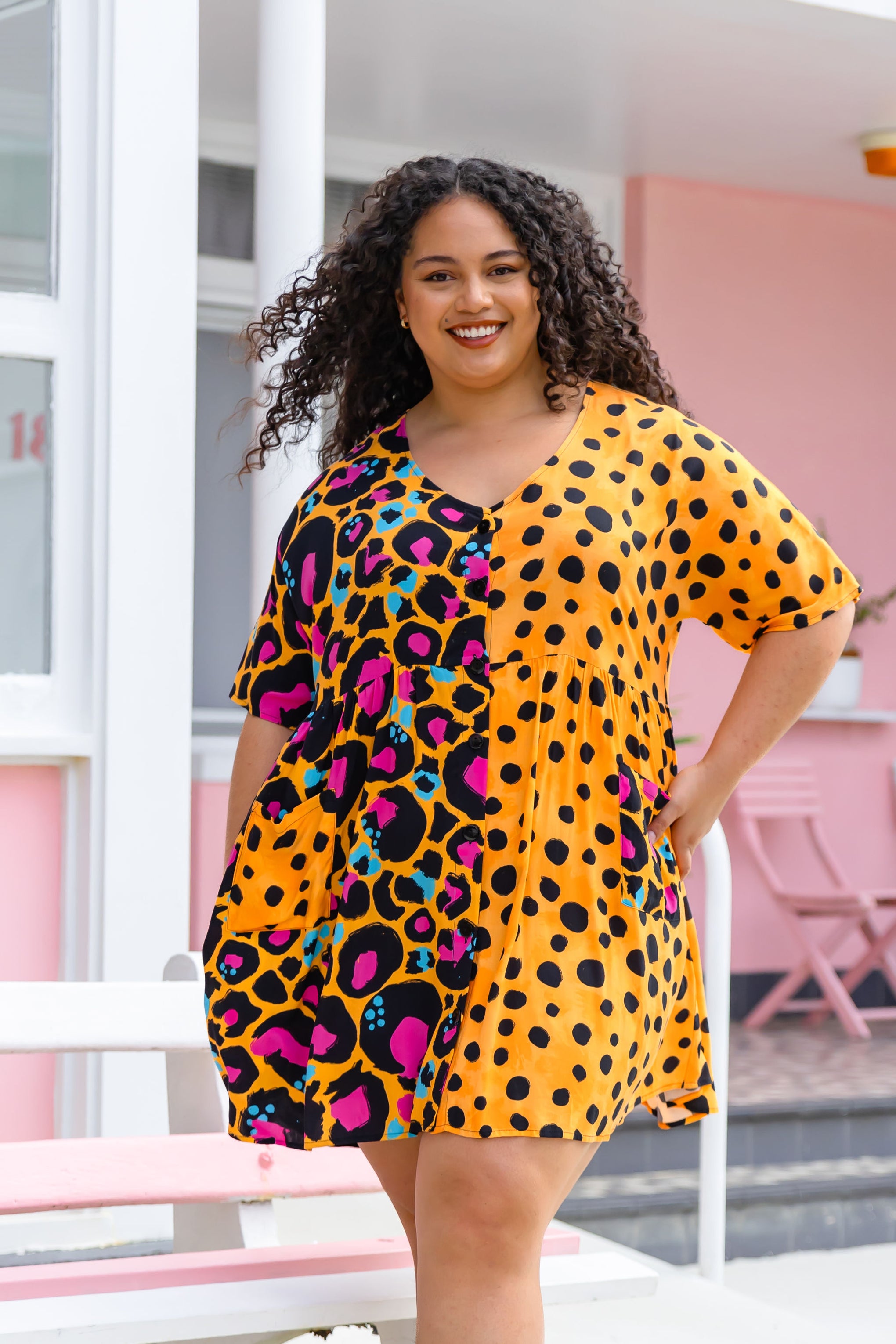 Disco Dress in Mustard Leopard/Cheetah by Kasey Rainbow