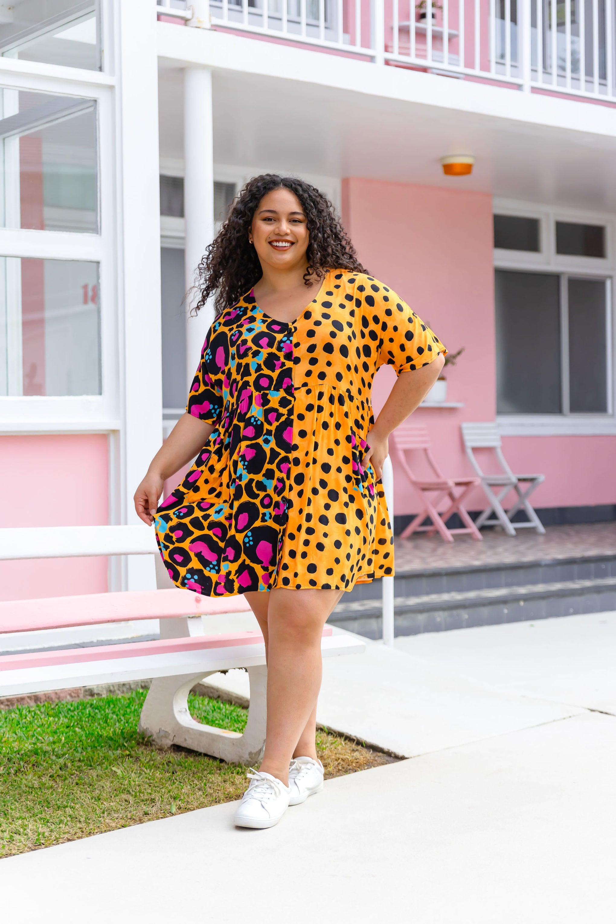 Disco Dress in Mustard Leopard/Cheetah by Kasey Rainbow