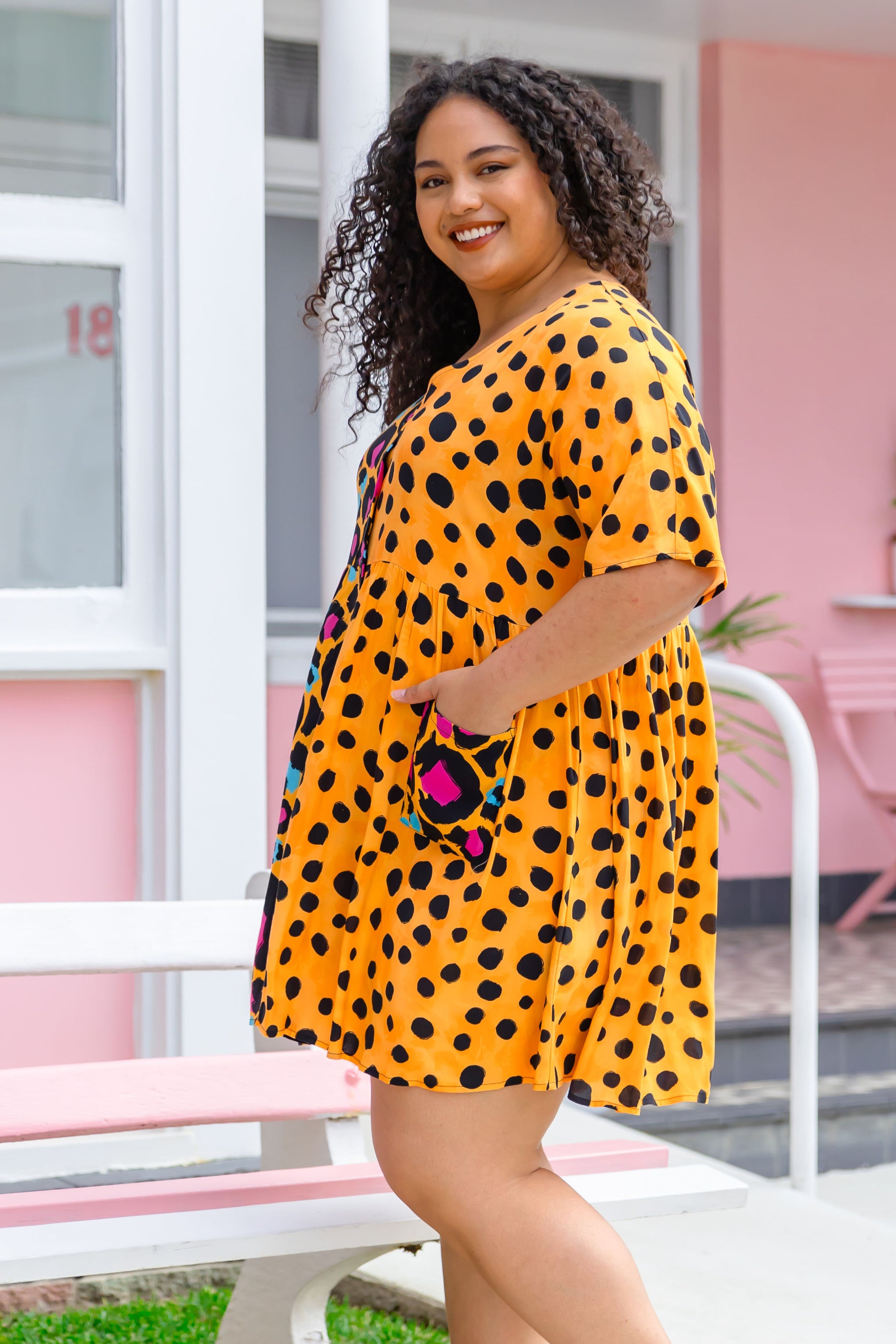 Disco Dress in Mustard Leopard/Cheetah by Kasey Rainbow
