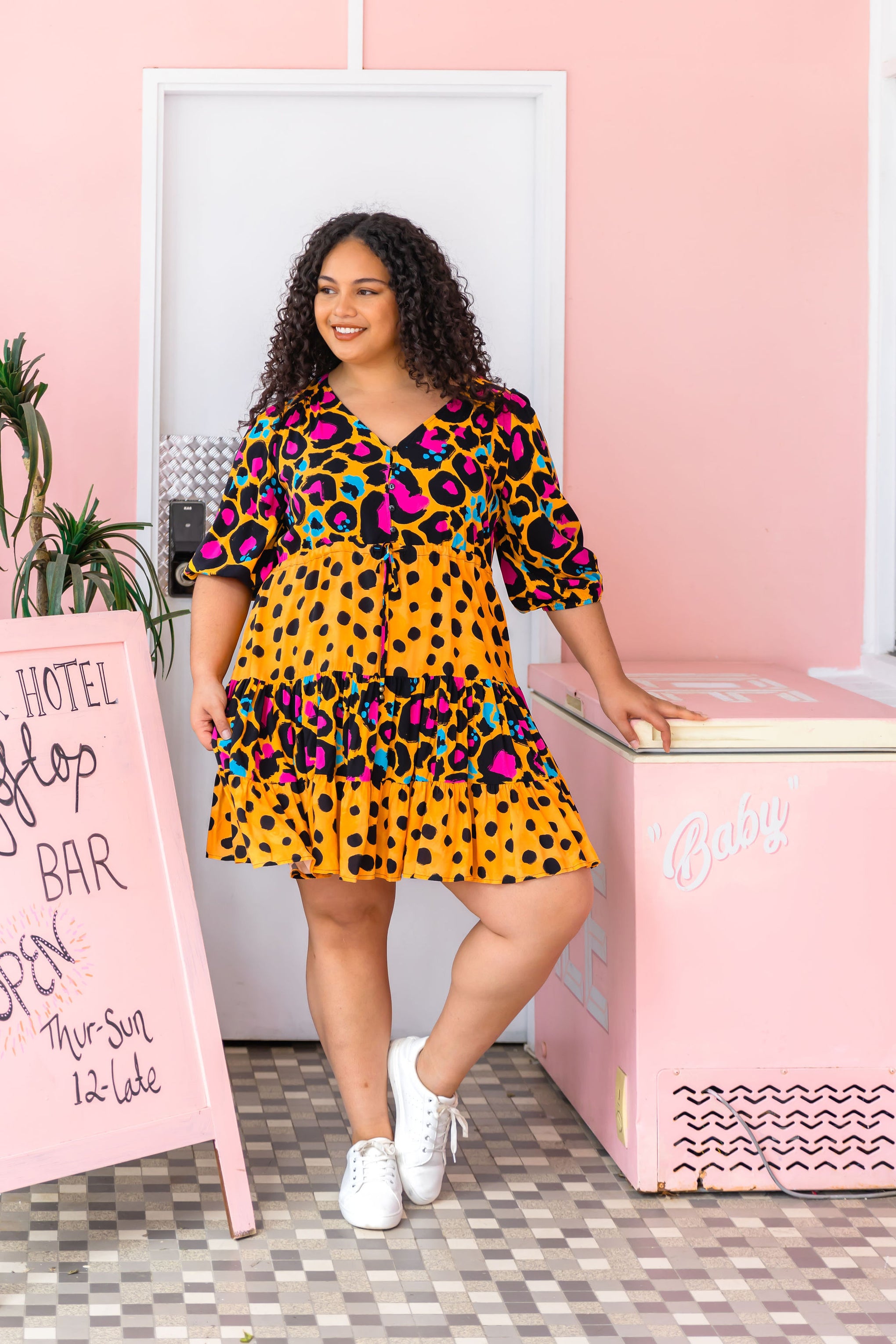 Scarlett Dress in Mustard Leopard/Cheetah by Kasey Rainbow