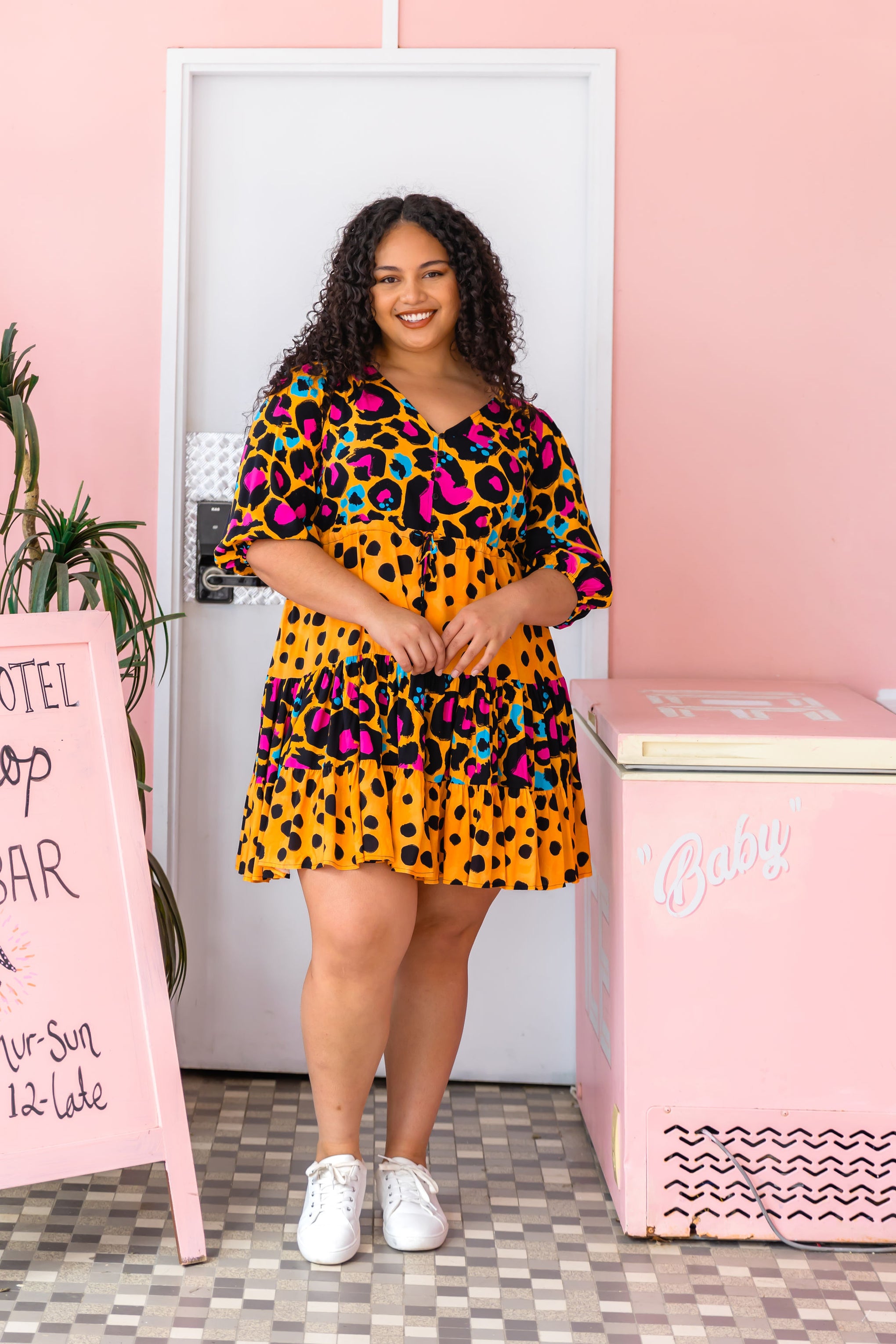 Scarlett Dress in Mustard Leopard/Cheetah by Kasey Rainbow